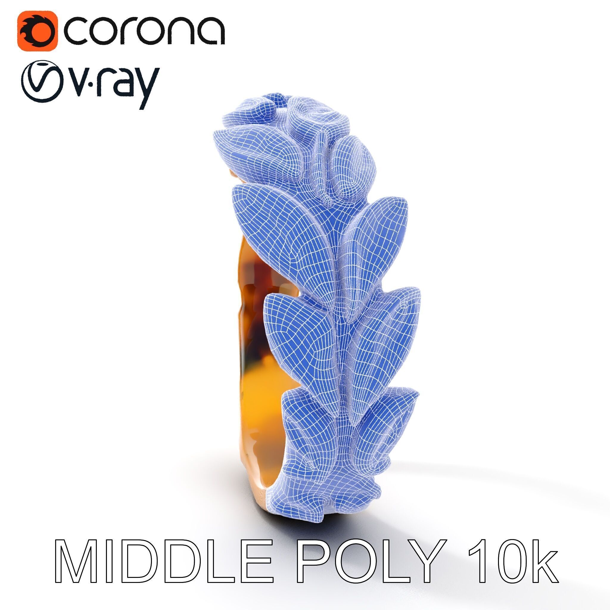 Laurel Leaf Ring Model Pack Low-poly 3D model_30