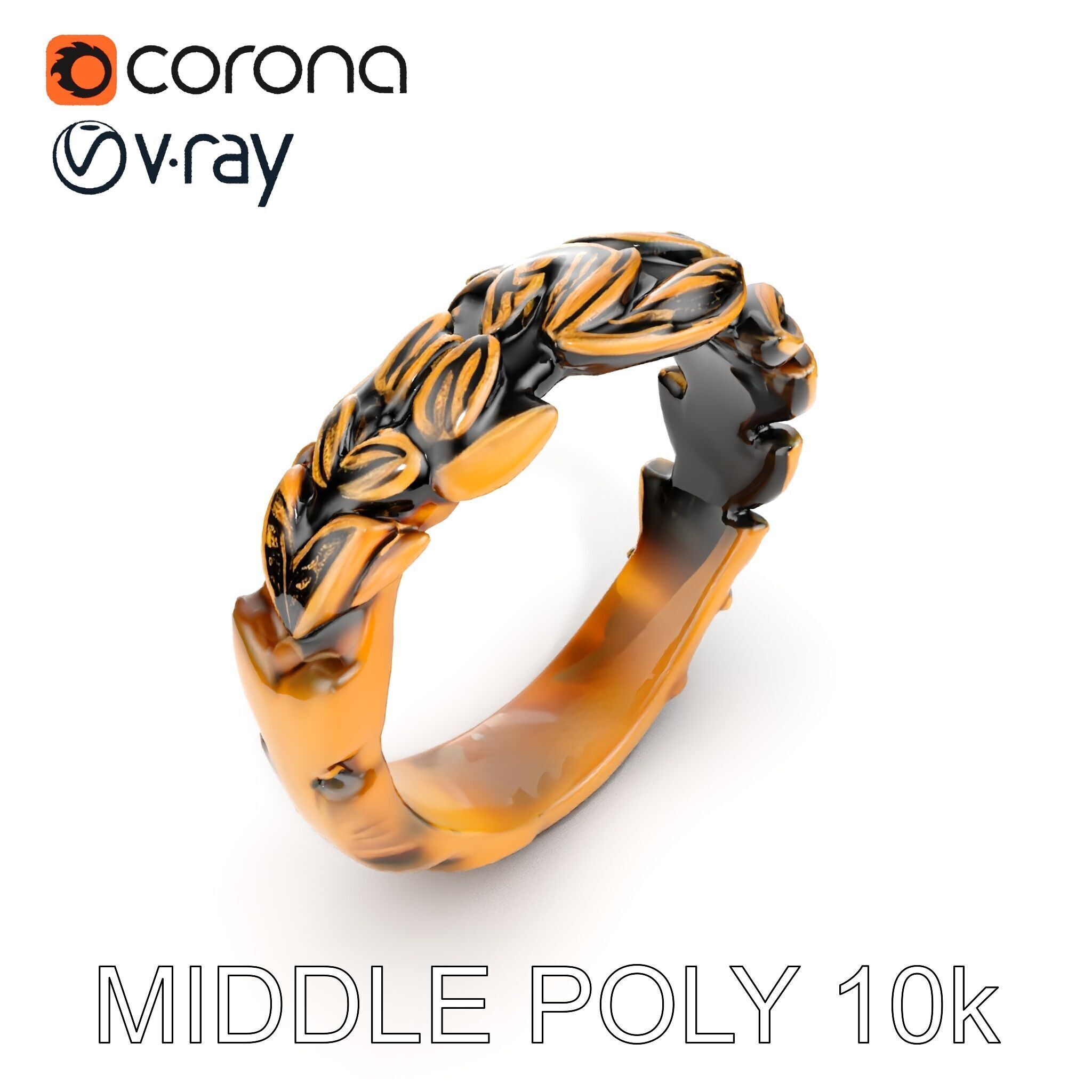 Laurel Leaf Ring Model Pack Low-poly 3D model_8