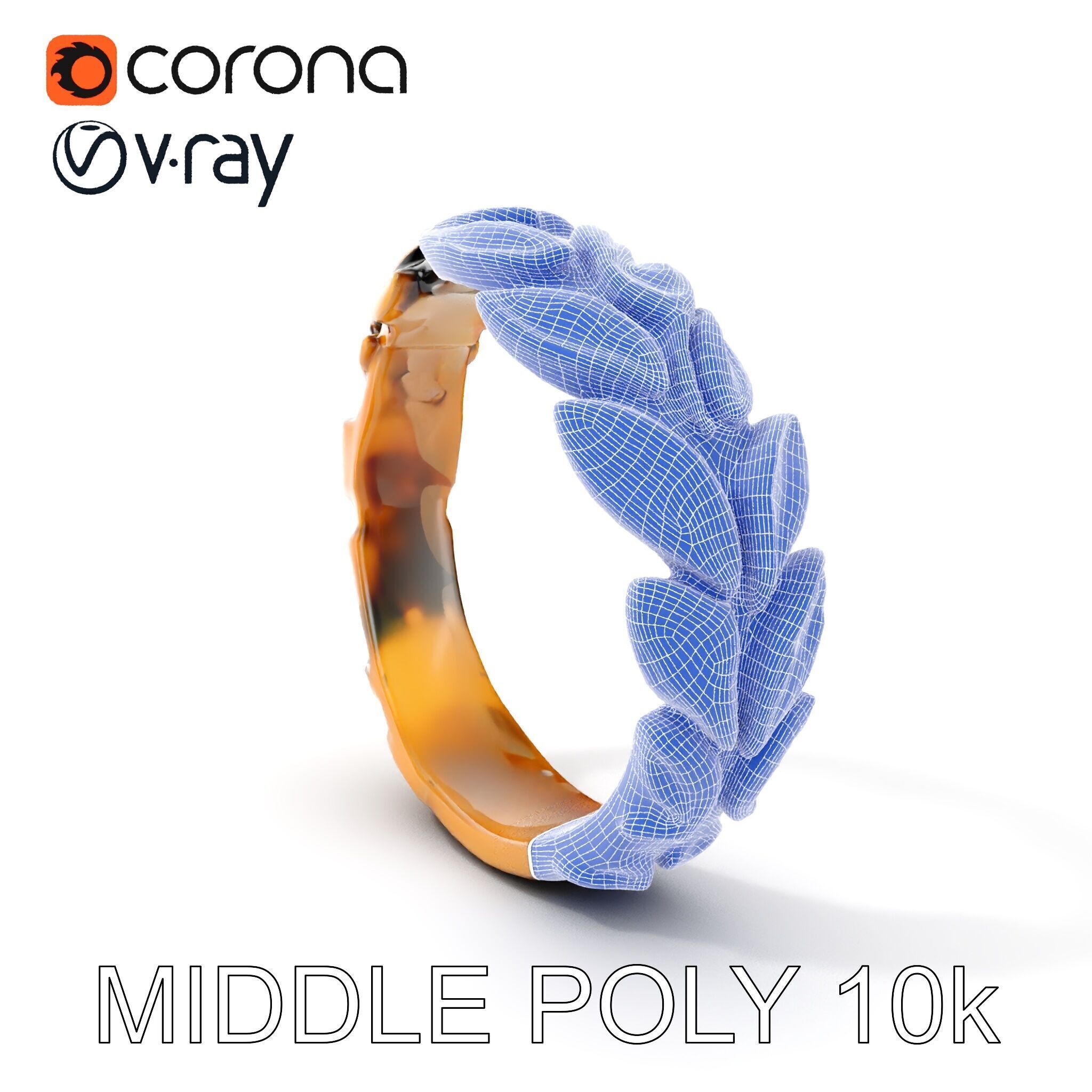 Laurel Leaf Ring Model Pack Low-poly 3D model_13