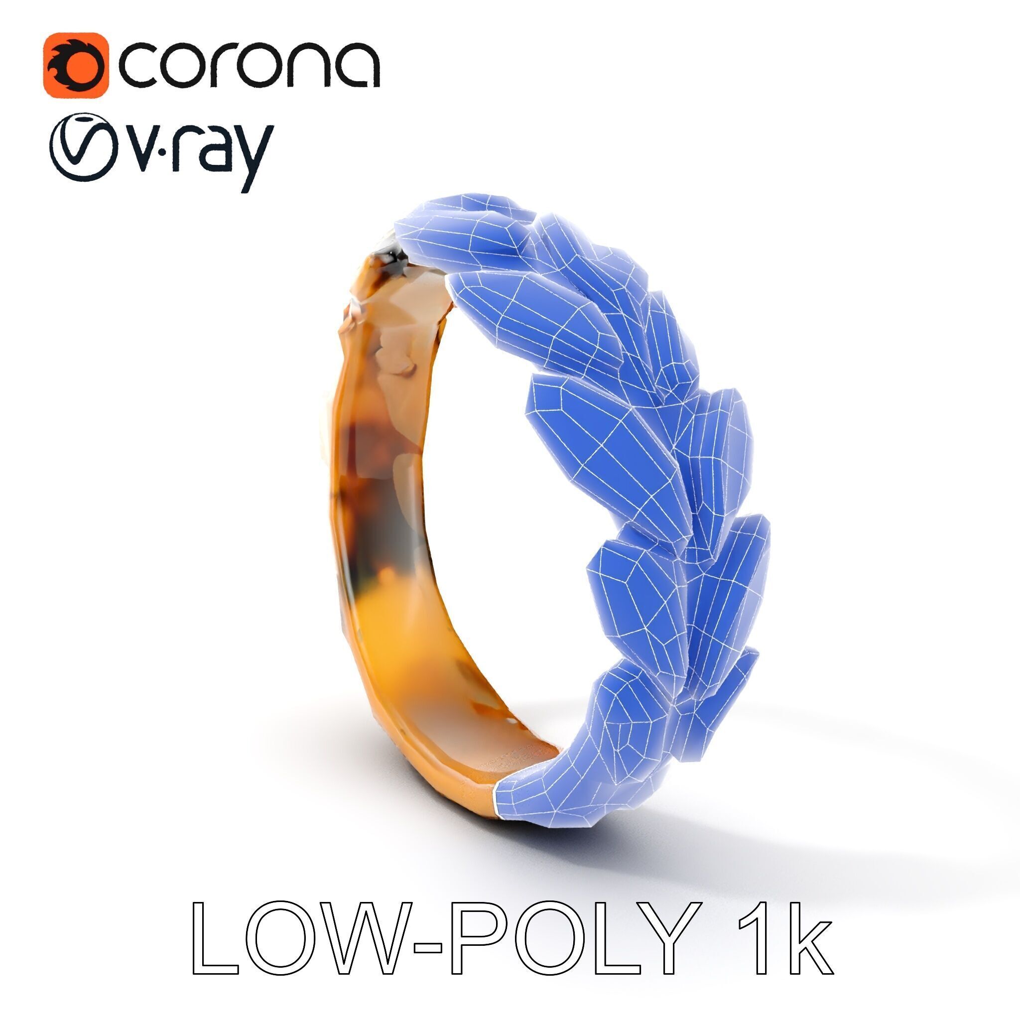 Laurel Leaf Ring Model Pack Low-poly 3D model_25