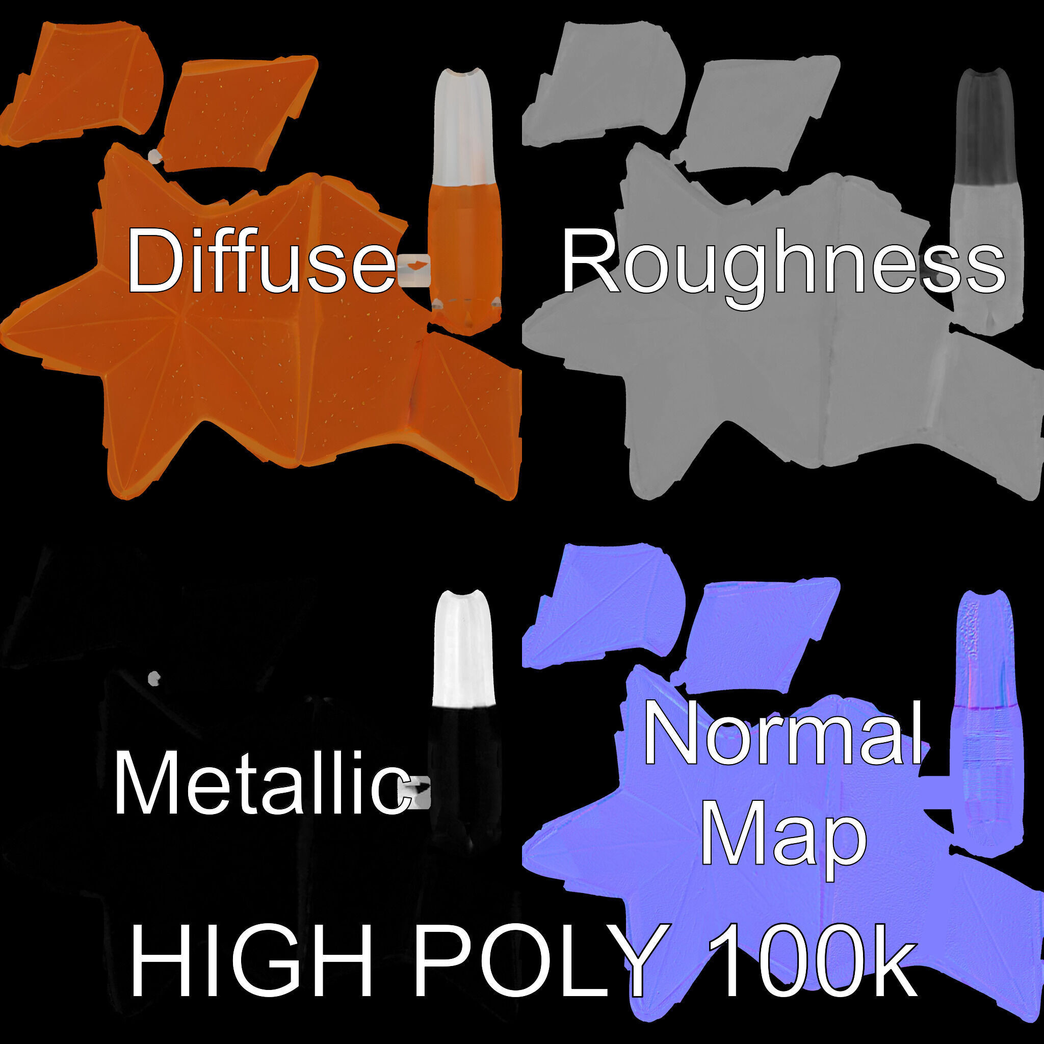 Rustic Star Decoration Model Pack Low-poly 3D model_3