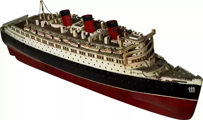 Vintage Ocean Liner Ship 3D Model - Classic Titanic 
