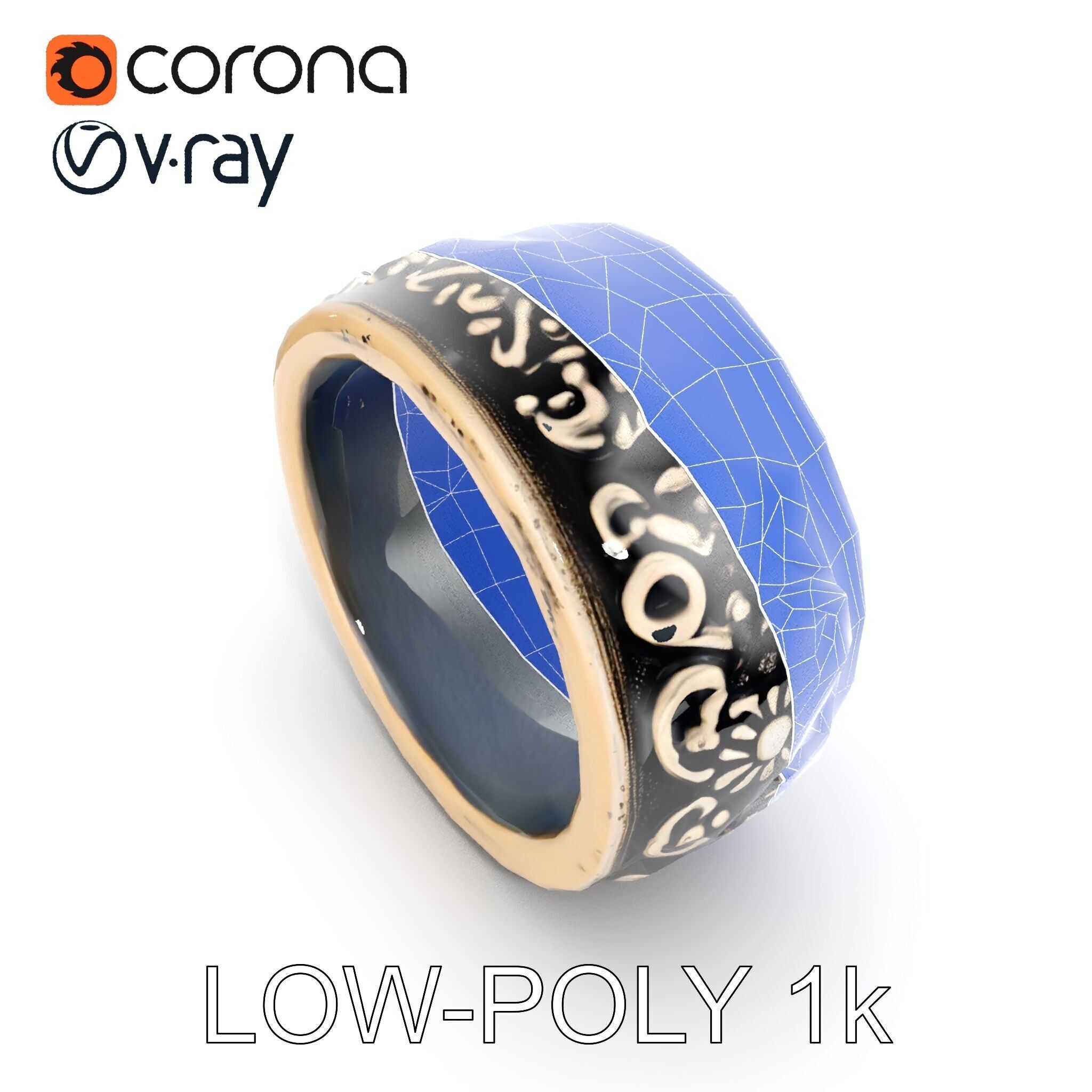 Intricate Vintage Ring Model Pack Low-poly 3D model_15