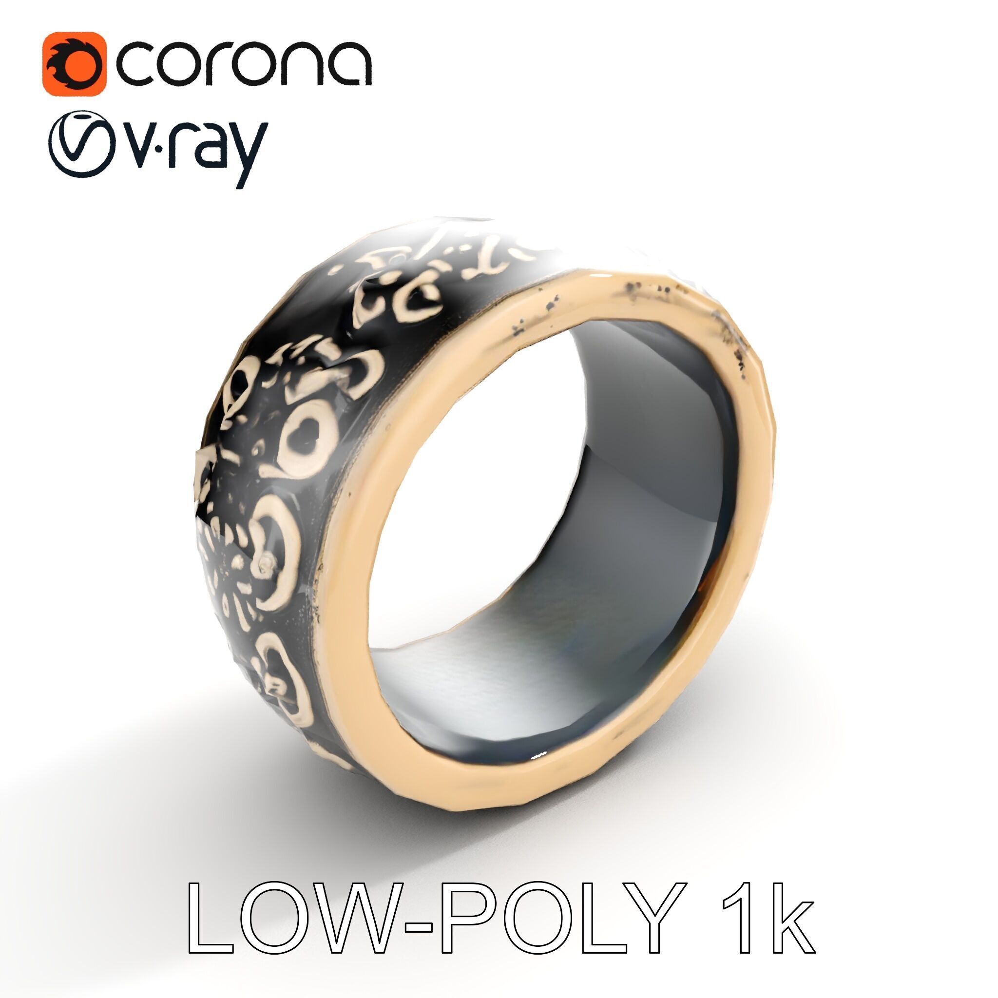 Intricate Vintage Ring Model Pack Low-poly 3D model_18