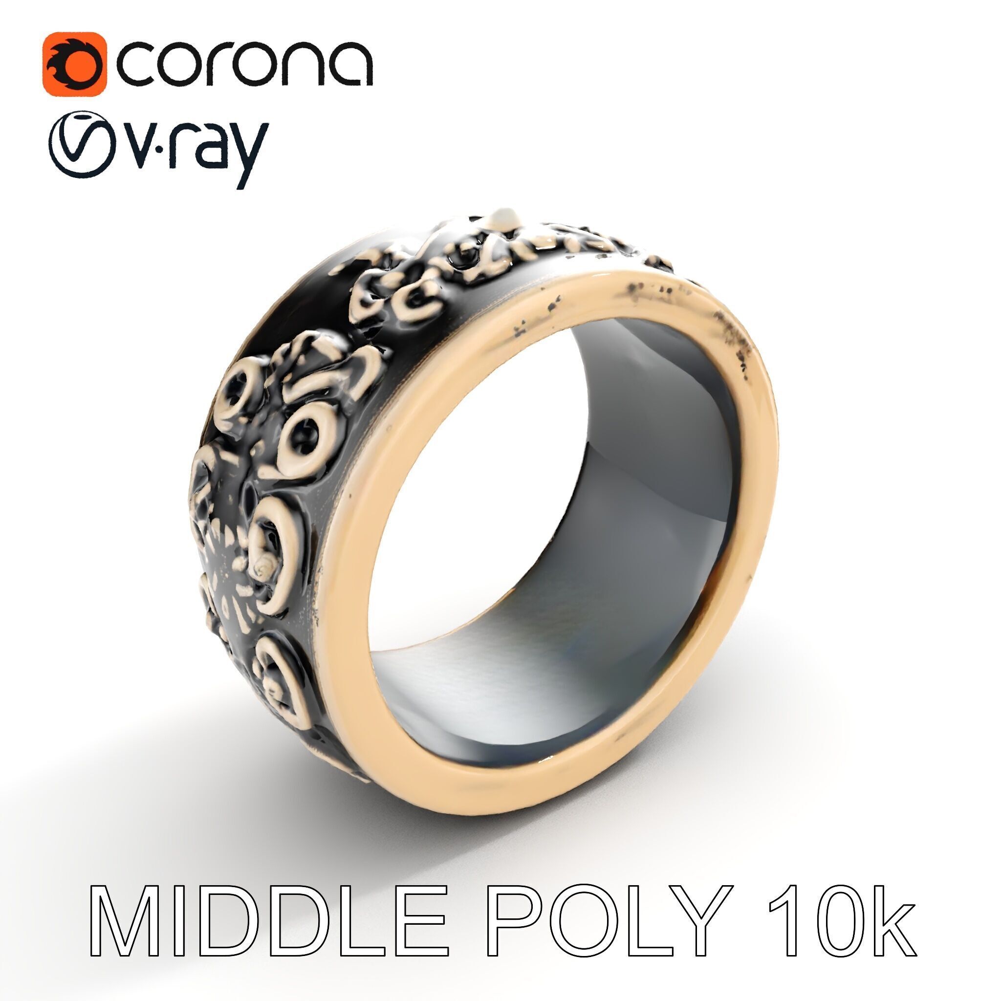 Intricate Vintage Ring Model Pack Low-poly 3D model_14