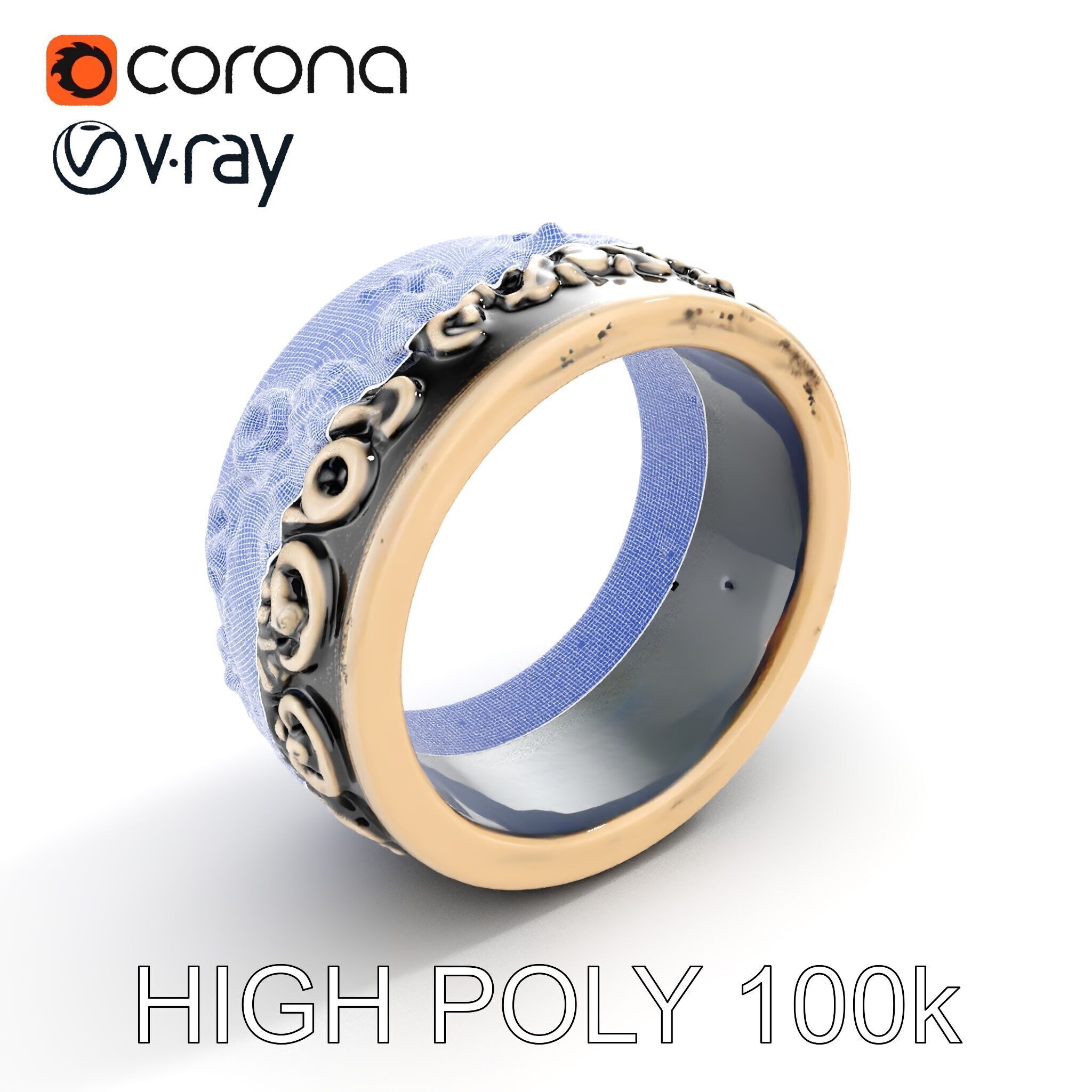 Intricate Vintage Ring Model Pack Low-poly 3D model_32