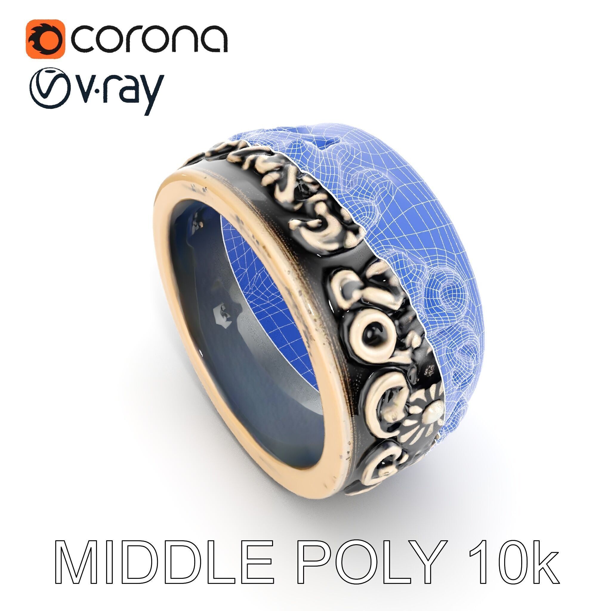 Intricate Vintage Ring Model Pack Low-poly 3D model_8