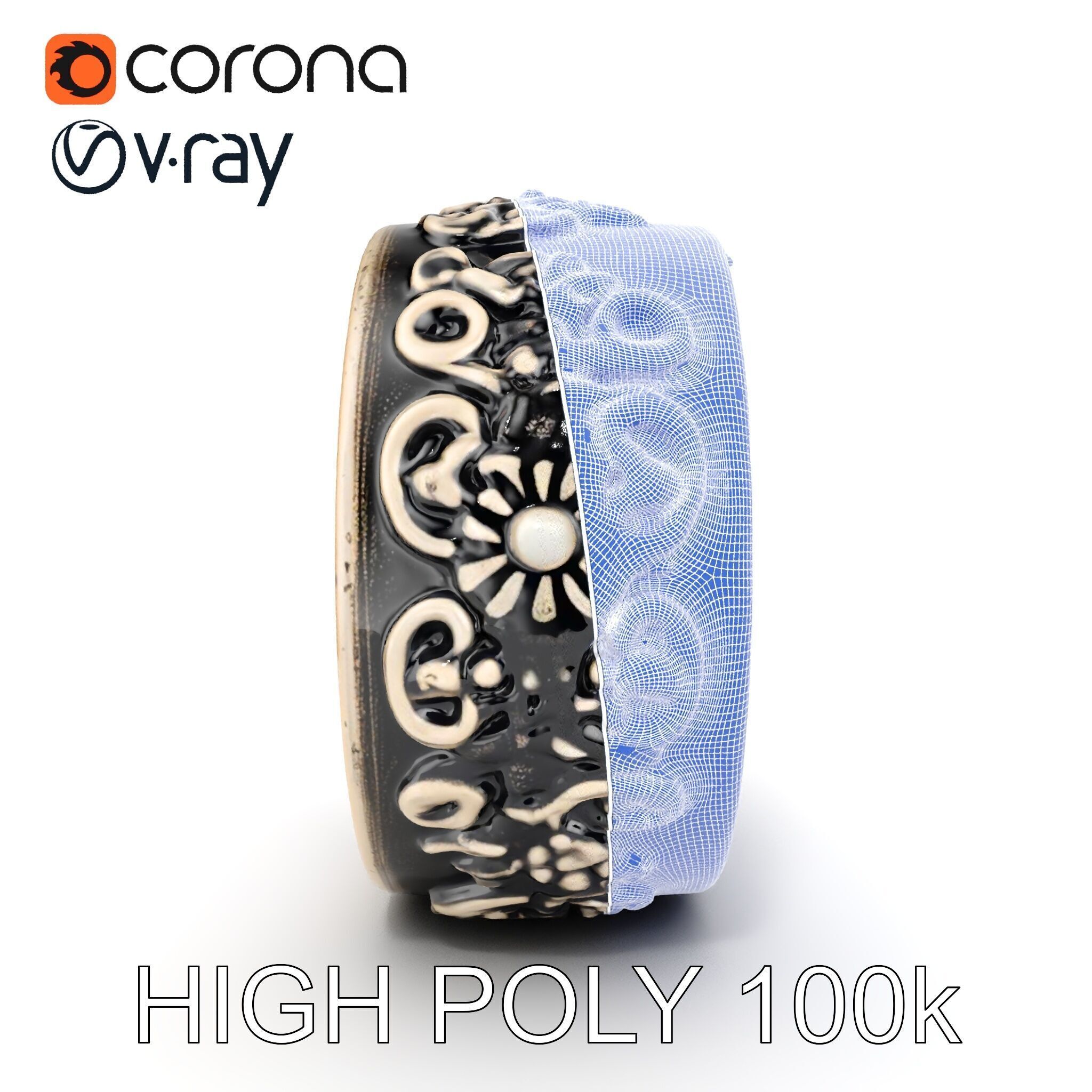 Intricate Vintage Ring Model Pack Low-poly 3D model_26