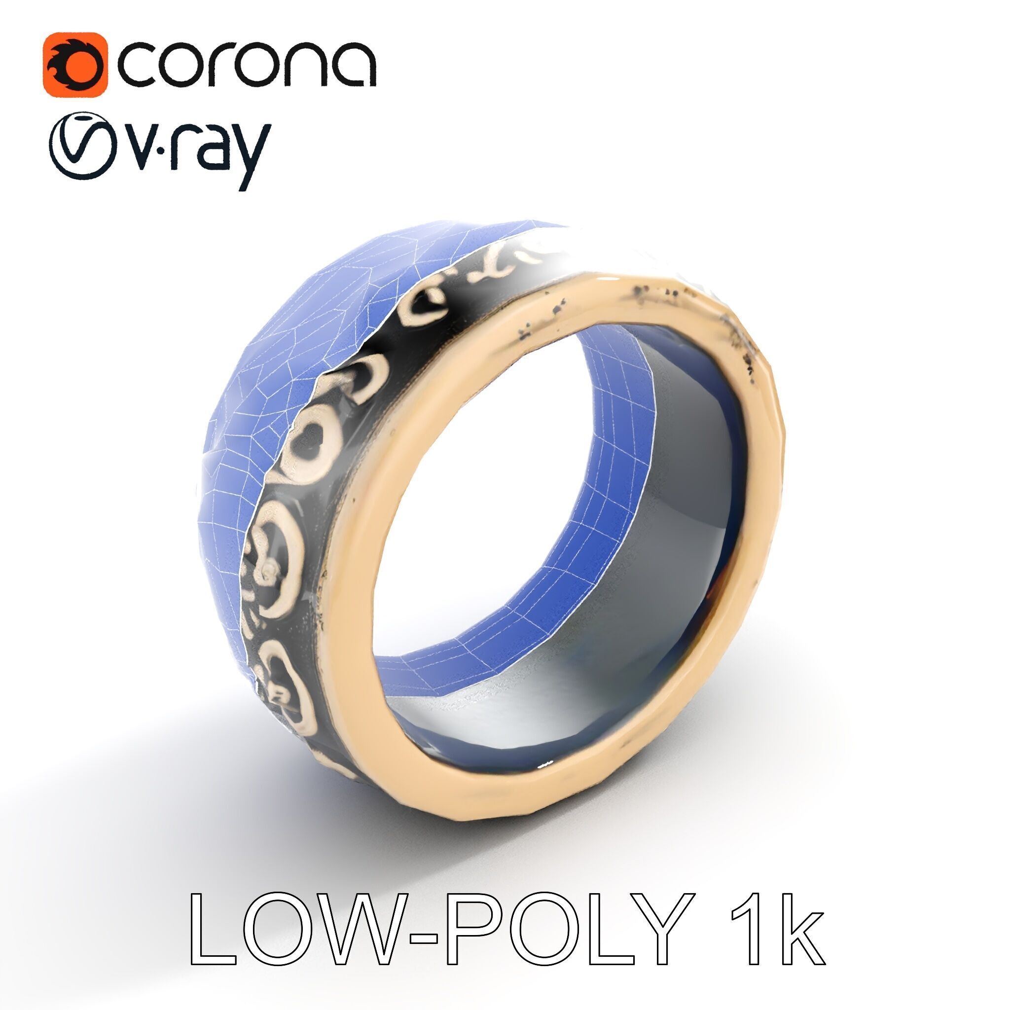 Intricate Vintage Ring Model Pack Low-poly 3D model_23