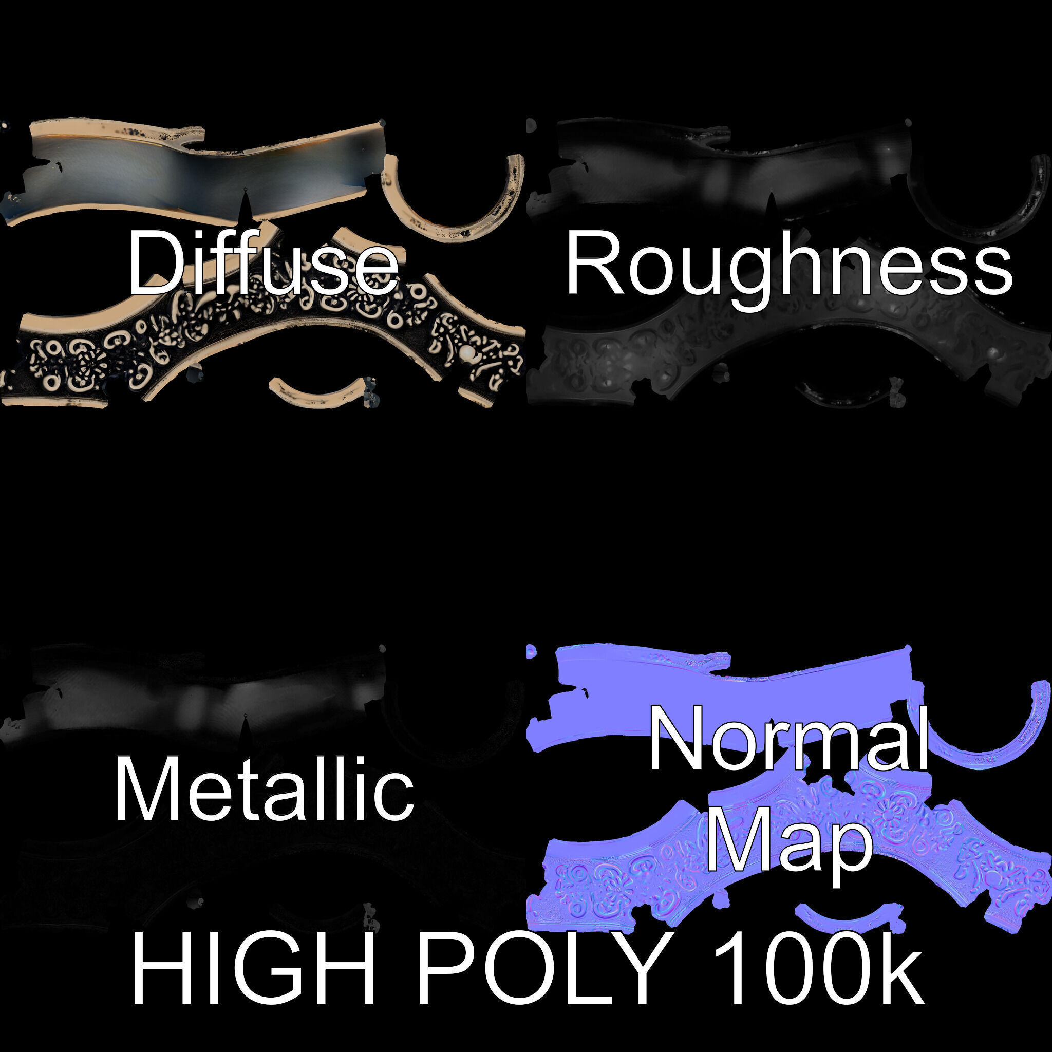 Intricate Vintage Ring Model Pack Low-poly 3D model_3