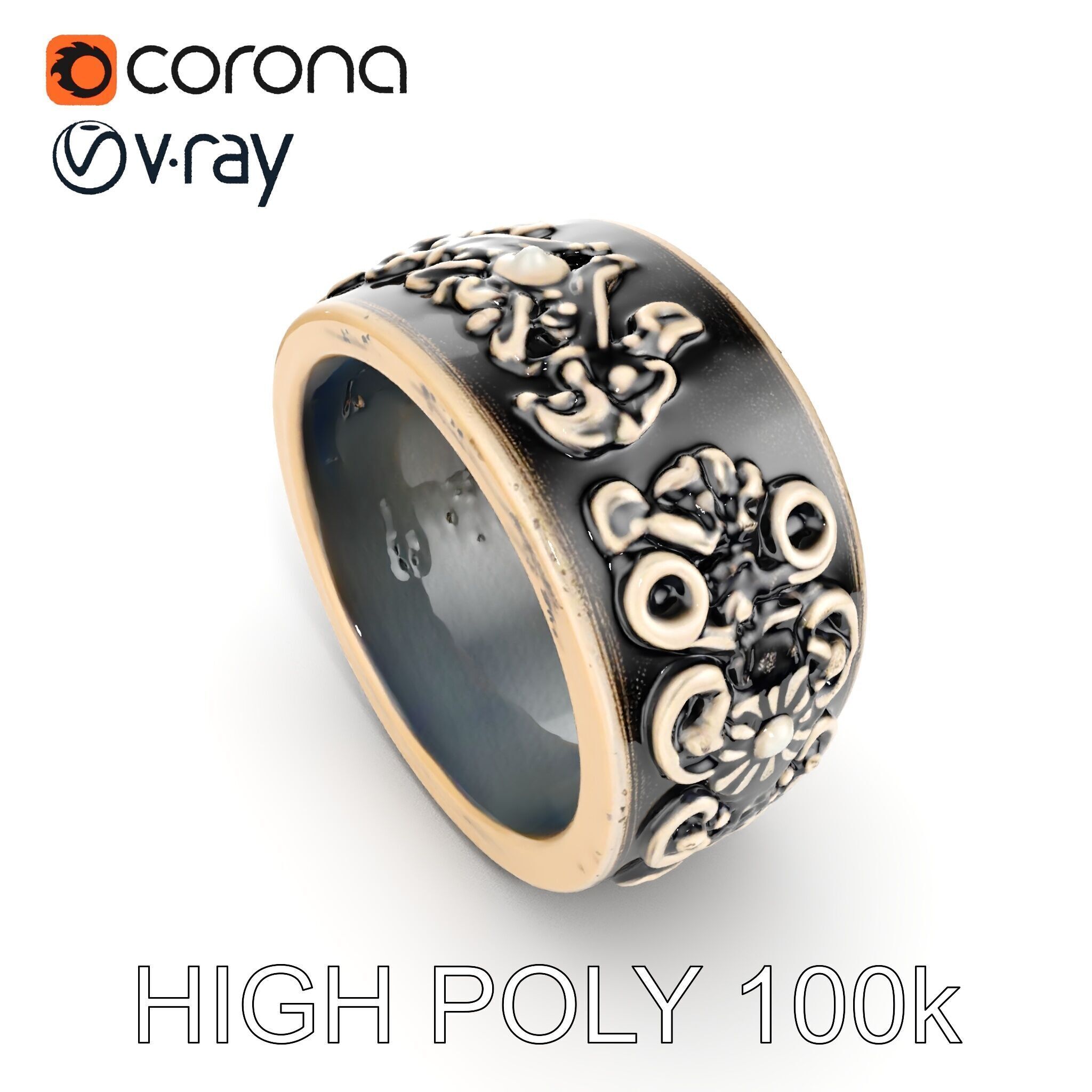 Intricate Vintage Ring Model Pack Low-poly 3D model_16