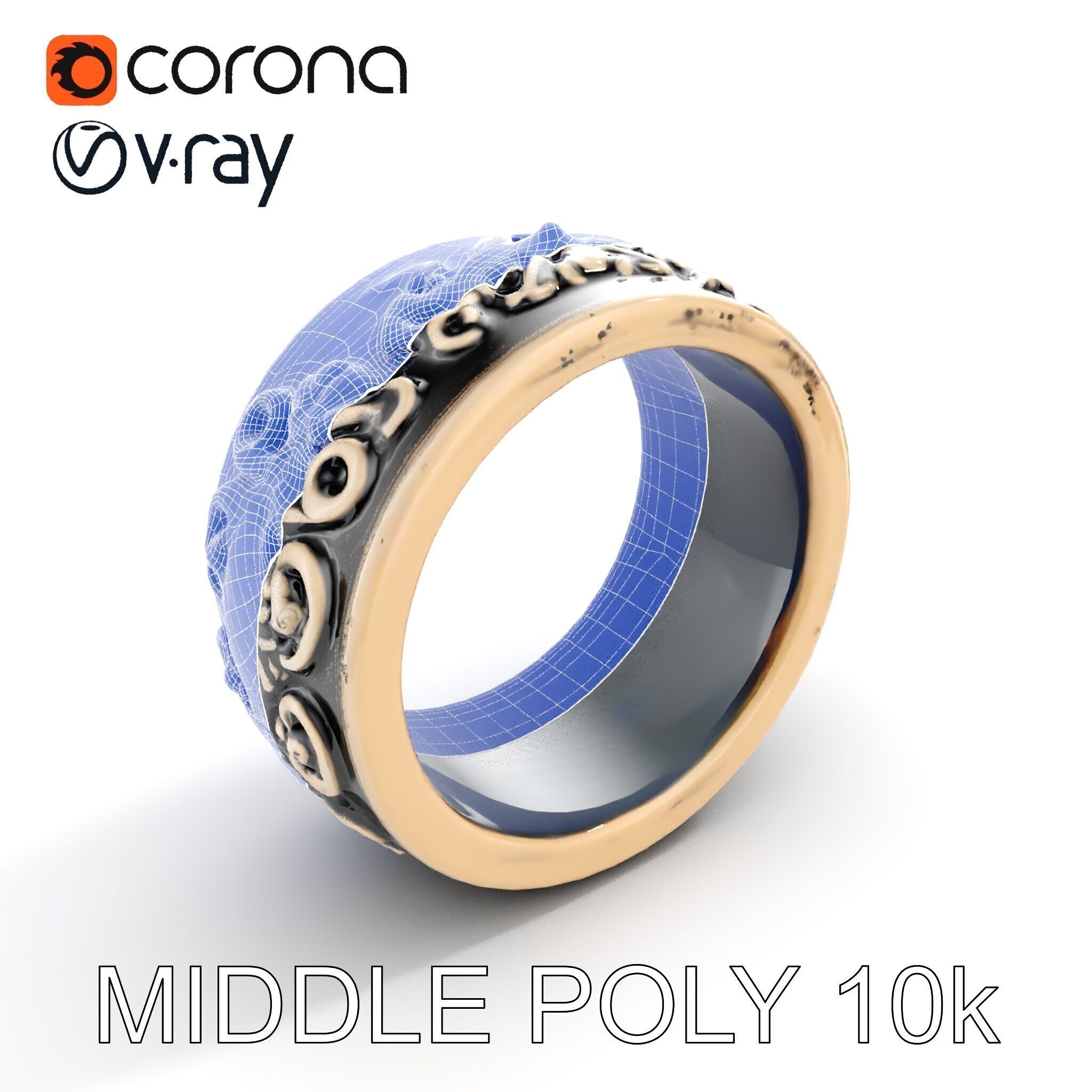 Intricate Vintage Ring Model Pack Low-poly 3D model_11