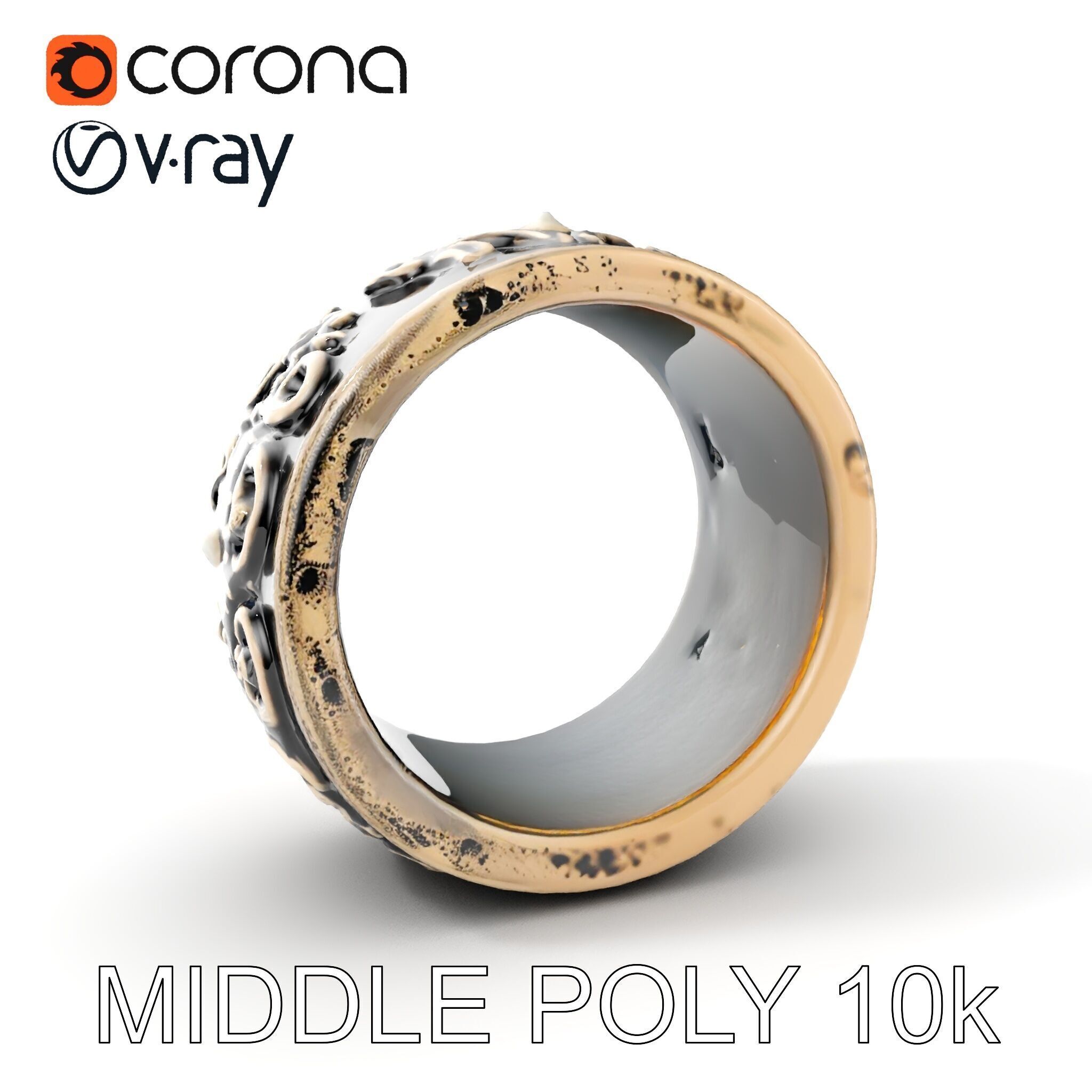 Intricate Vintage Ring Model Pack Low-poly 3D model_19