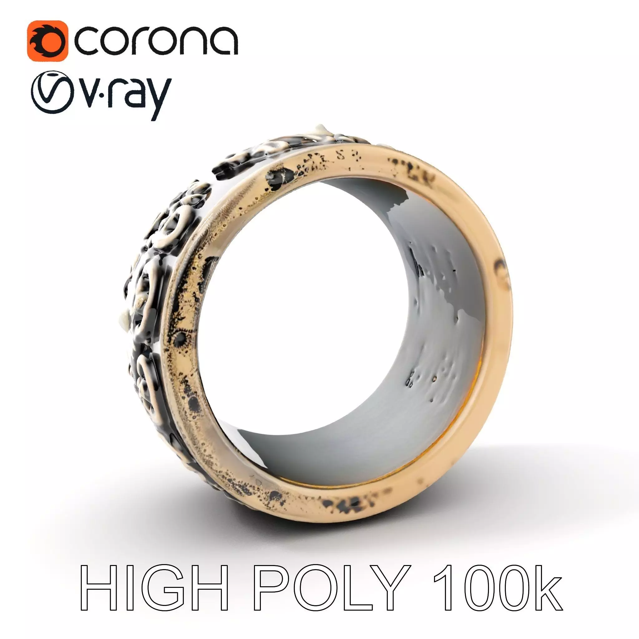 Intricate Vintage Ring Model Pack Low-poly 3D model_0