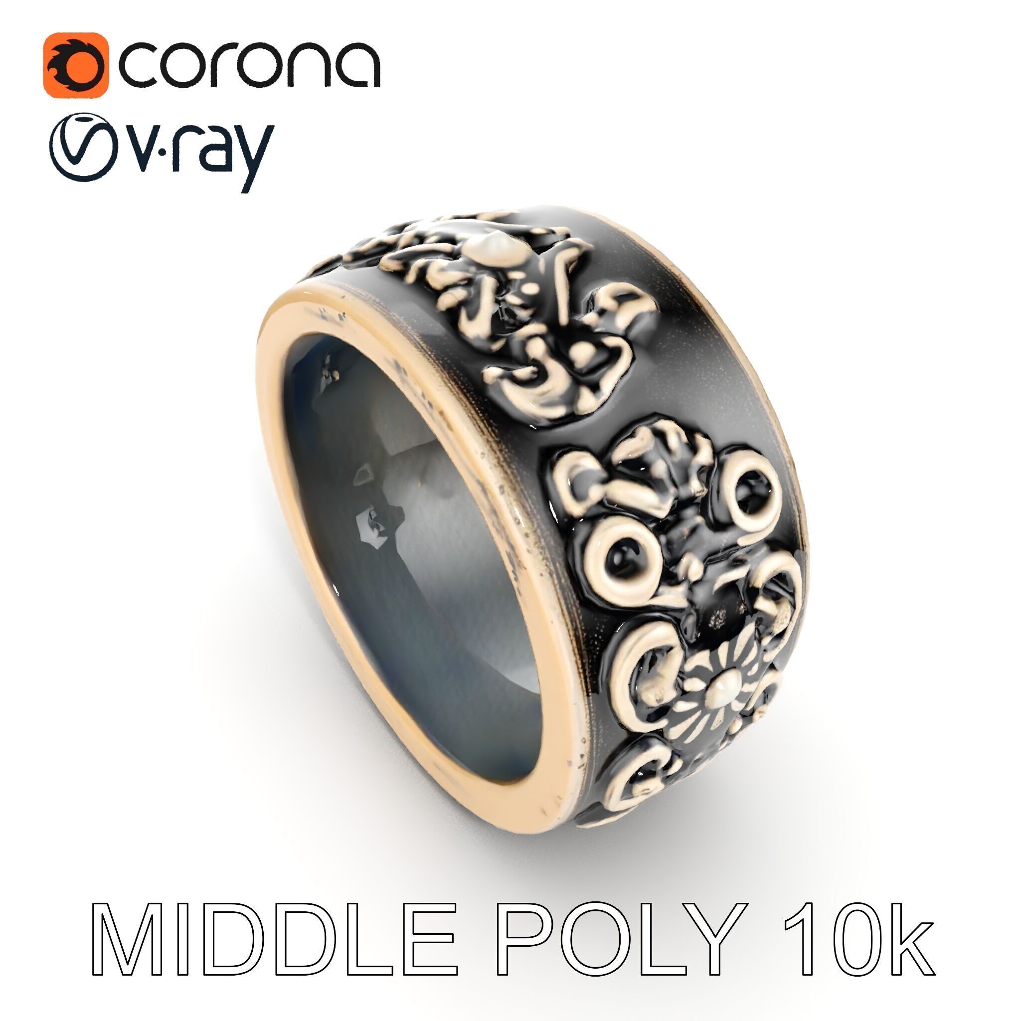 Intricate Vintage Ring Model Pack Low-poly 3D model_17