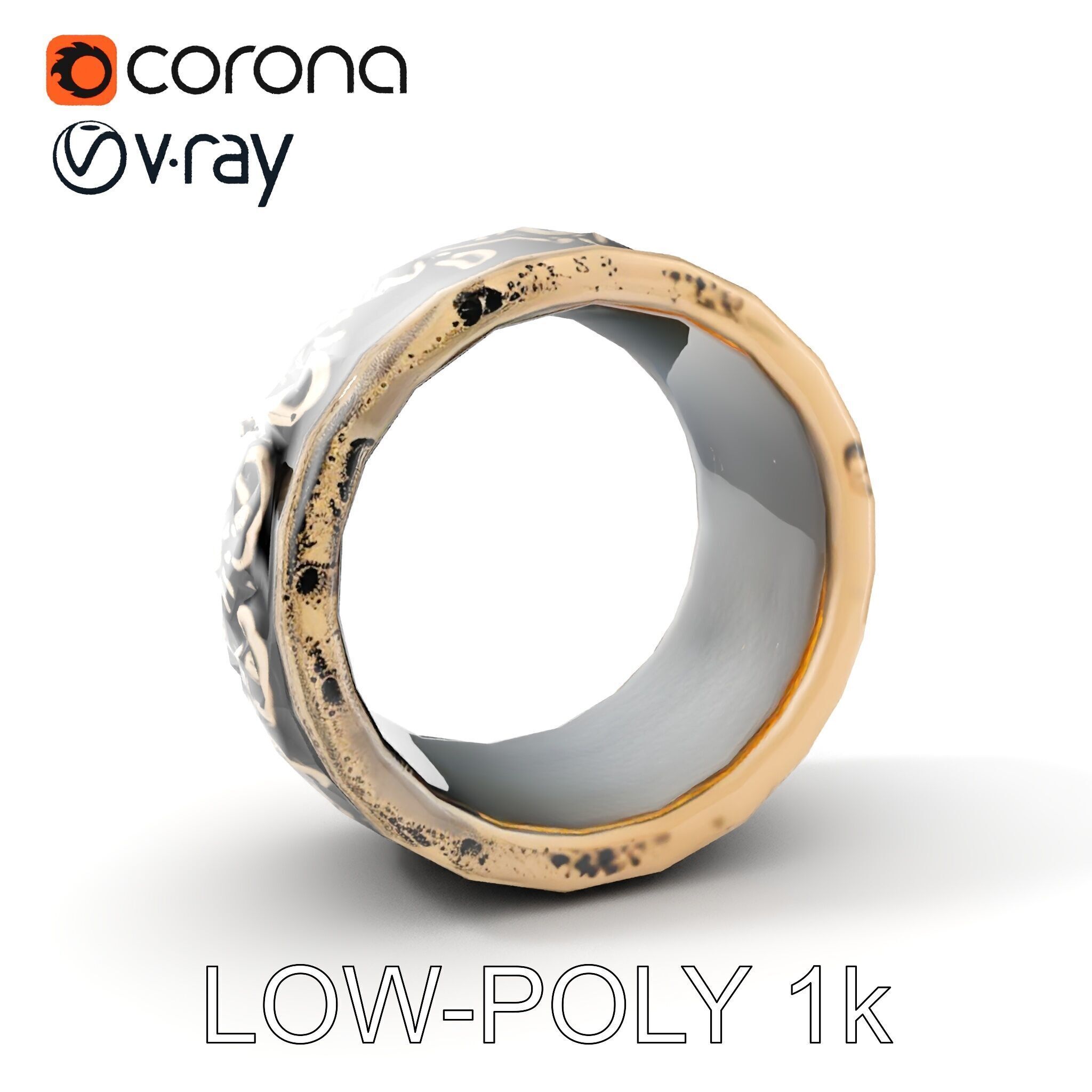 Intricate Vintage Ring Model Pack Low-poly 3D model_7