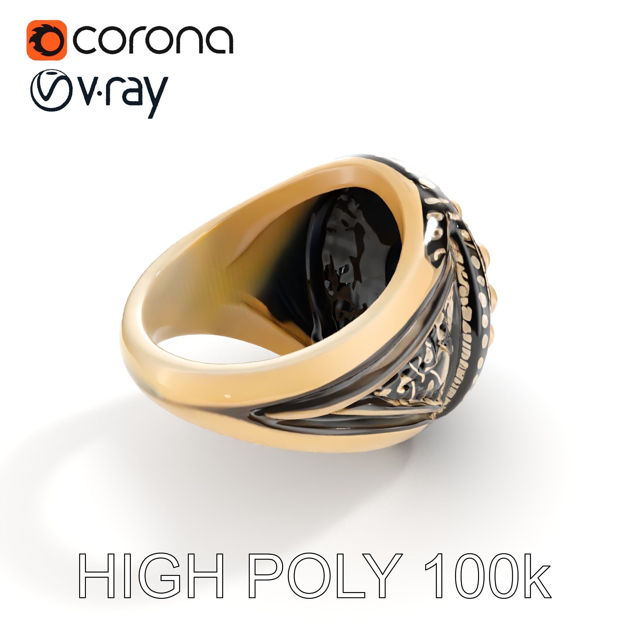 Ornate Gemstone Ring Model Pack for Jewelry Design and Visual... Low-poly 3D model_21
