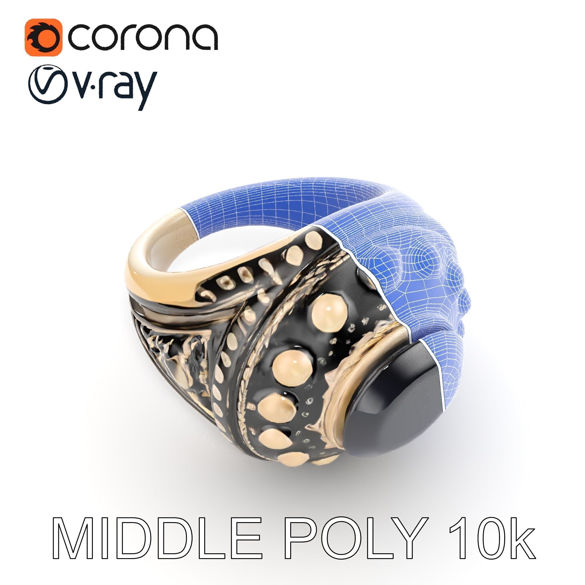 Ornate Gemstone Ring Model Pack for Jewelry Design and Visual... Low-poly 3D model_13