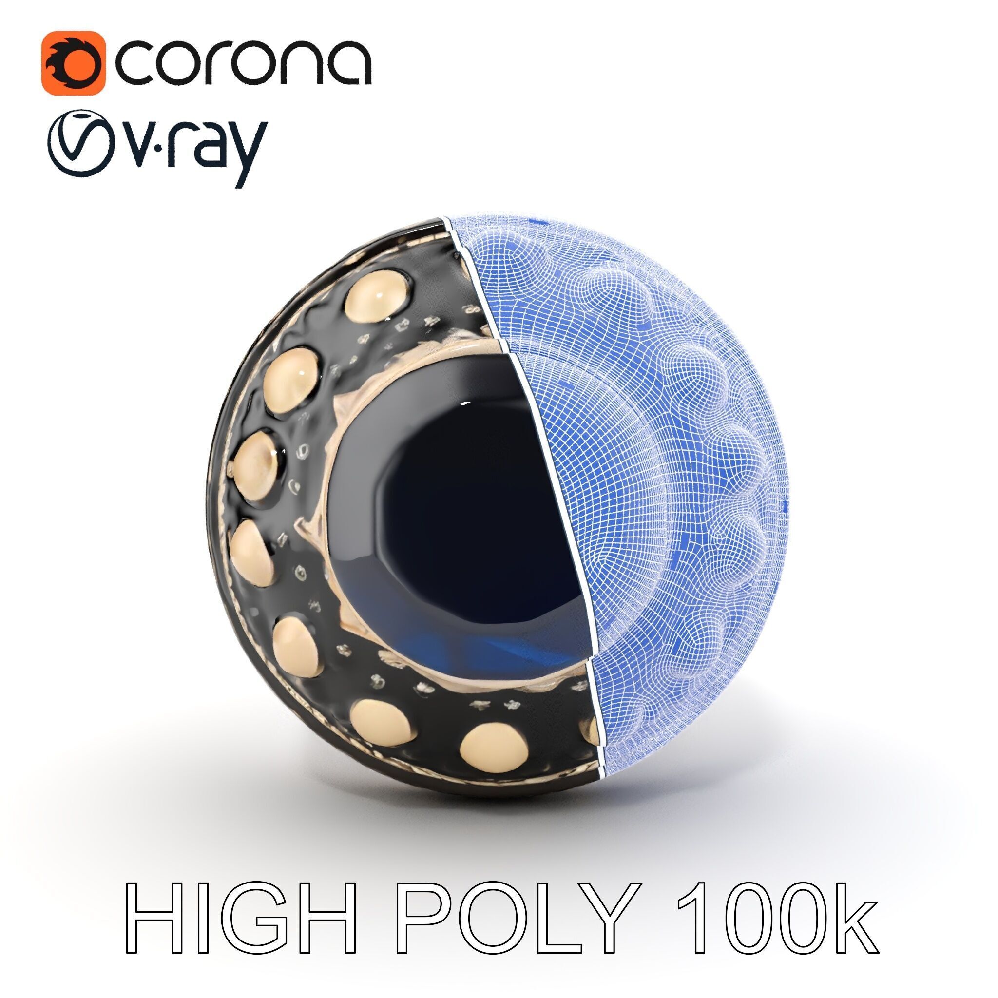 Ornate Gemstone Ring Model Pack for Jewelry Design and Visual... Low-poly 3D model_29