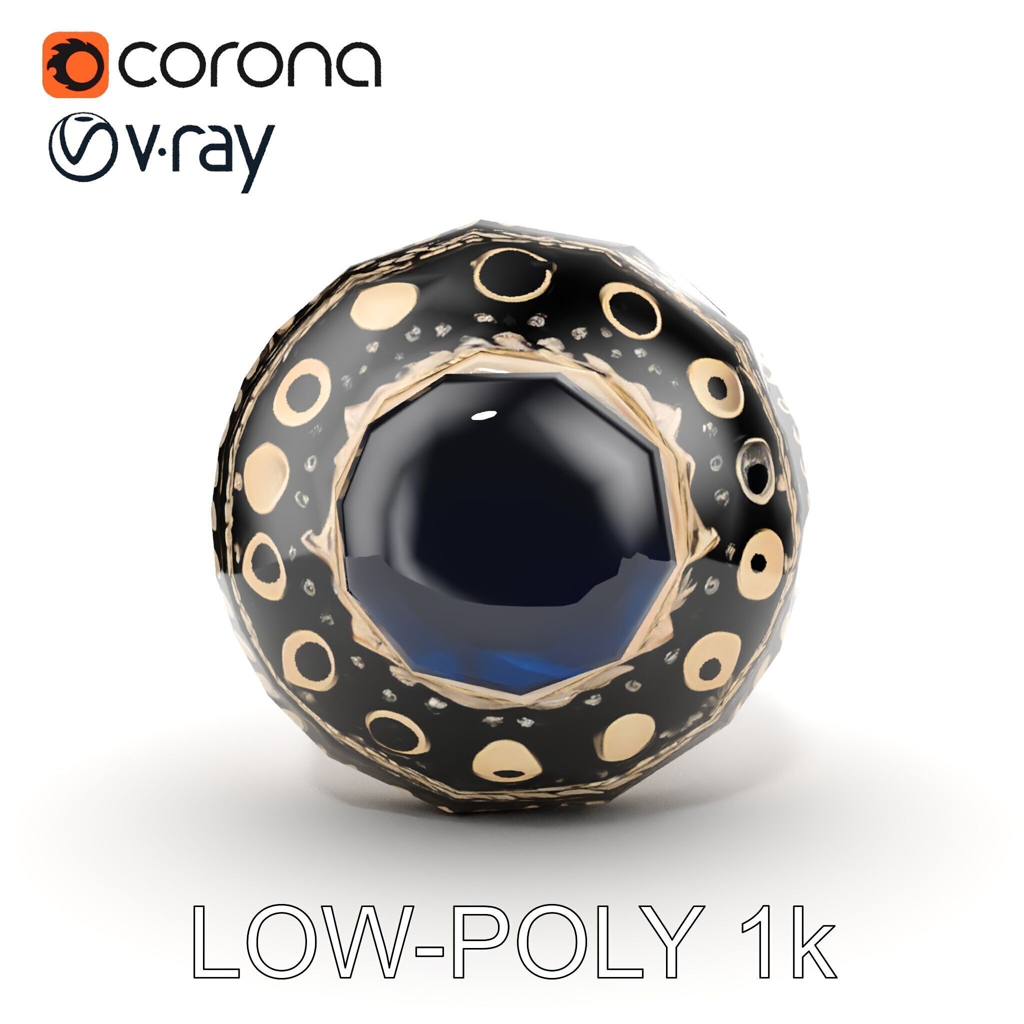 Ornate Gemstone Ring Model Pack for Jewelry Design and Visual... Low-poly 3D model_17