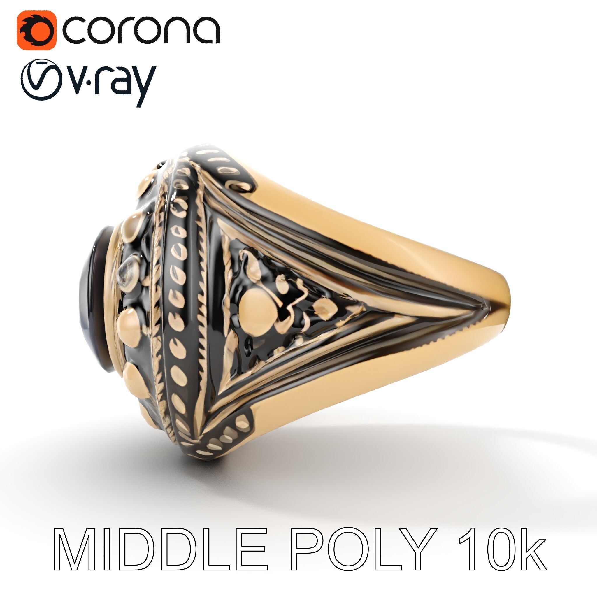 Ornate Gemstone Ring Model Pack for Jewelry Design and Visual... Low-poly 3D model_16
