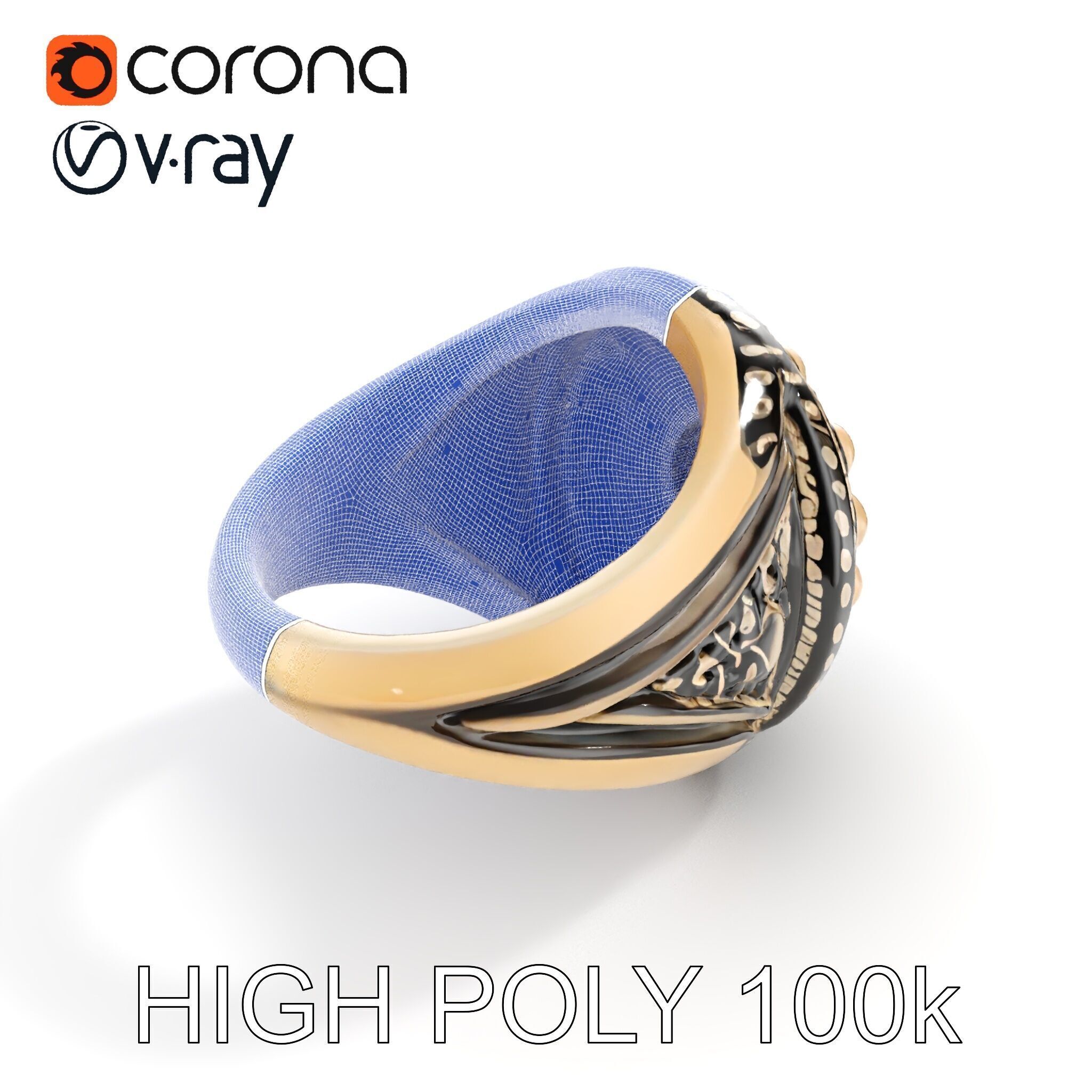 Ornate Gemstone Ring Model Pack for Jewelry Design and Visual... Low-poly 3D model_35