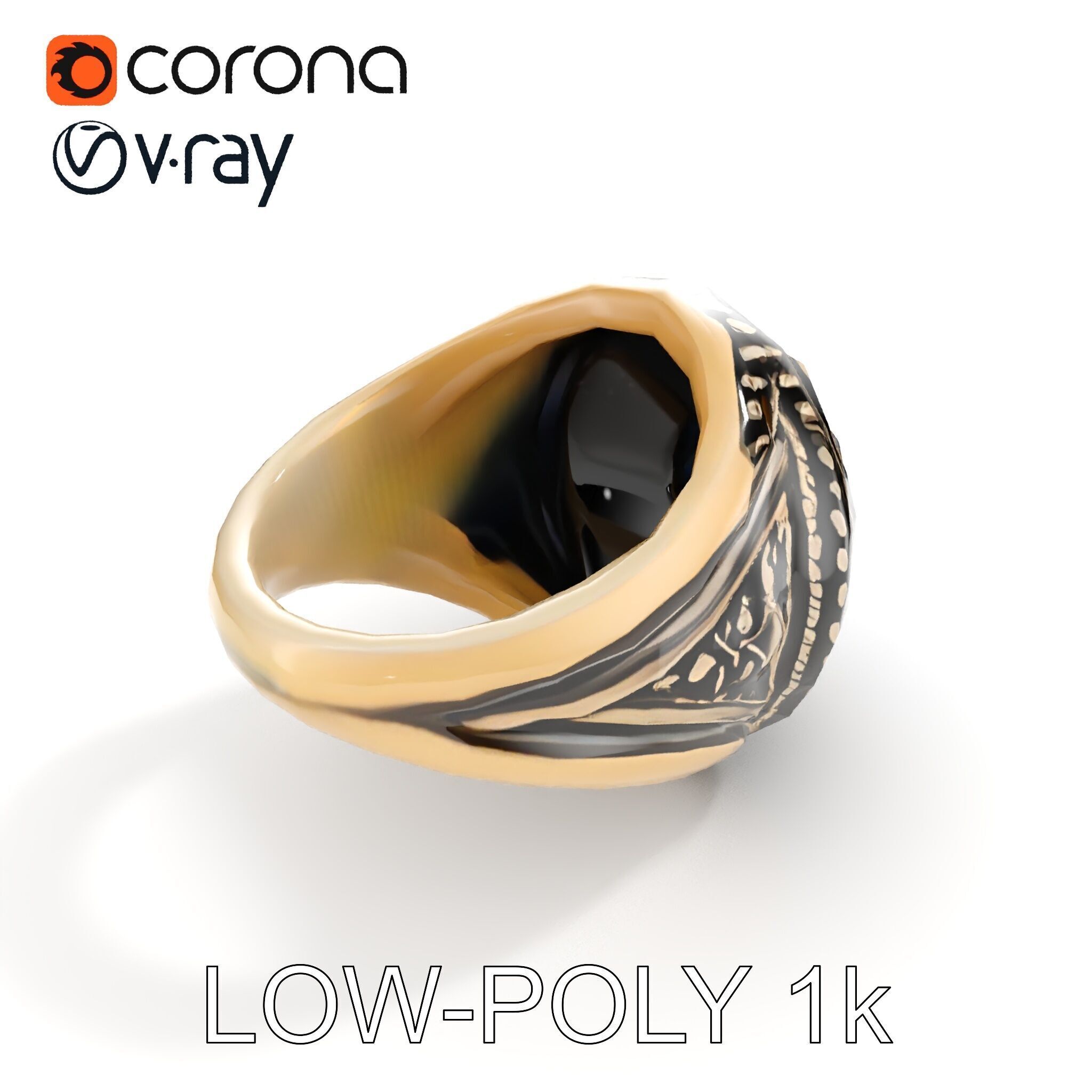 Ornate Gemstone Ring Model Pack for Jewelry Design and Visual... Low-poly 3D model_9