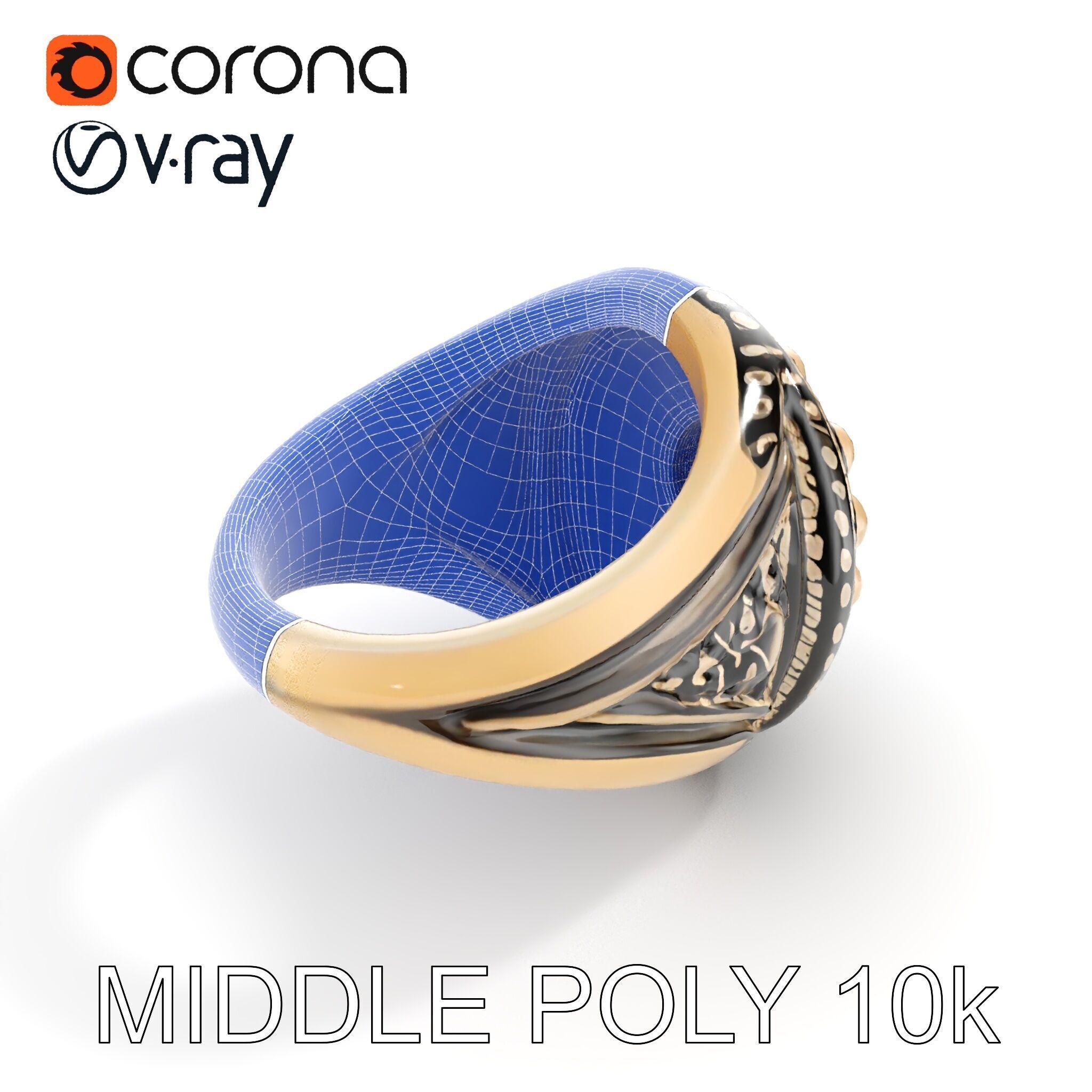 Ornate Gemstone Ring Model Pack for Jewelry Design and Visual... Low-poly 3D model_30