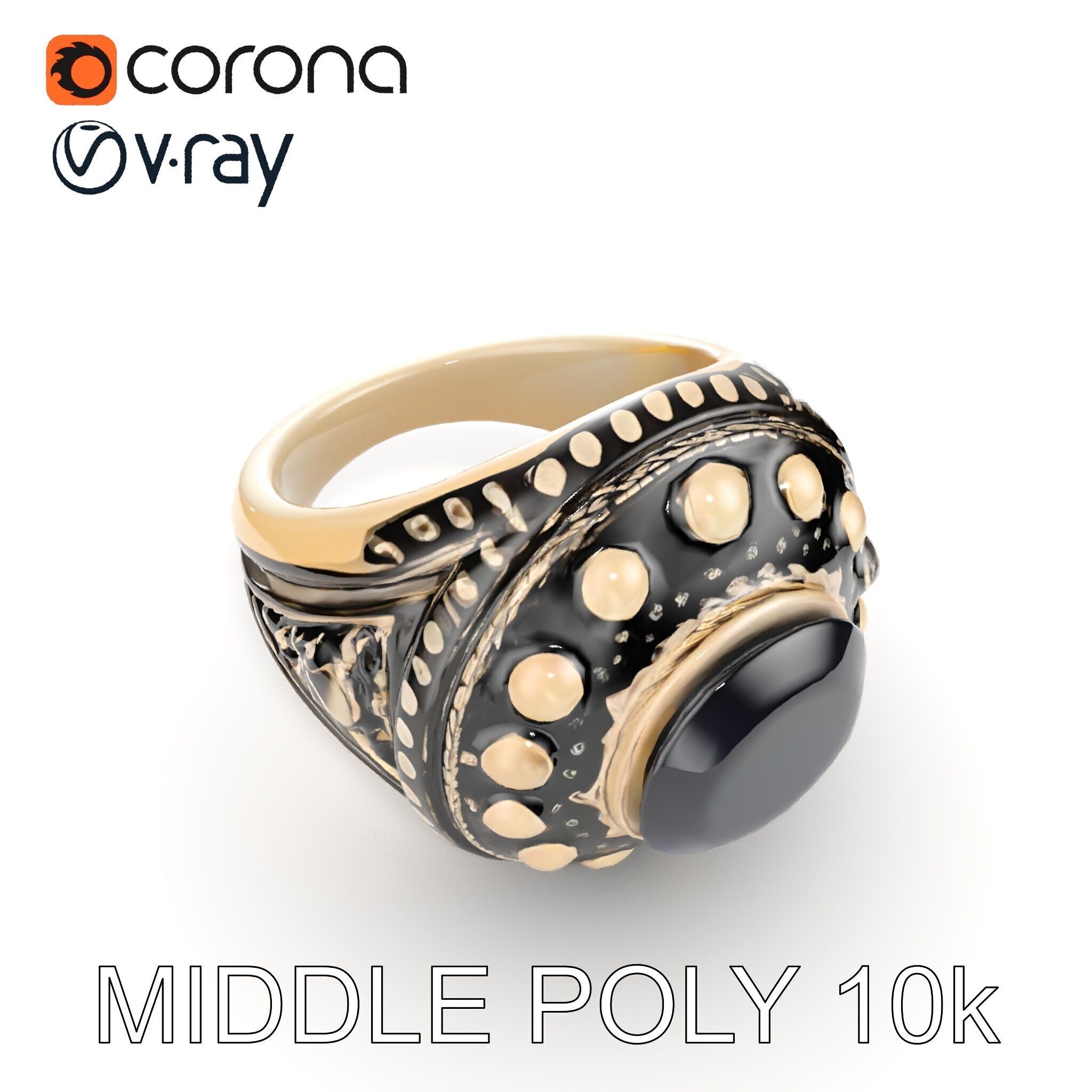 Ornate Gemstone Ring Model Pack for Jewelry Design and Visual... Low-poly 3D model_19