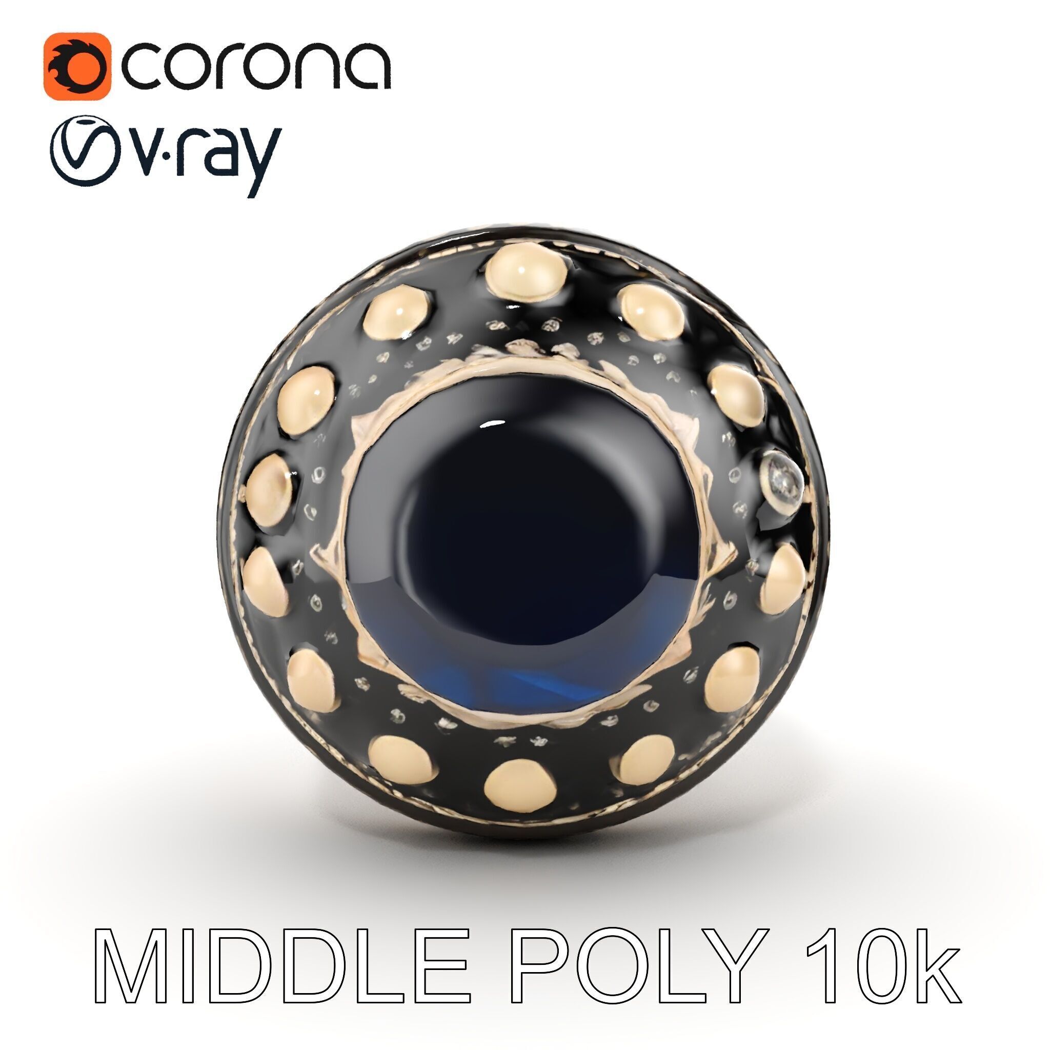 Ornate Gemstone Ring Model Pack for Jewelry Design and Visual... Low-poly 3D model_8