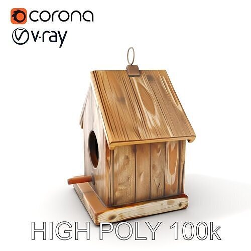 Rustic Wooden Birdhouse D Model Pack Low-poly 3D model