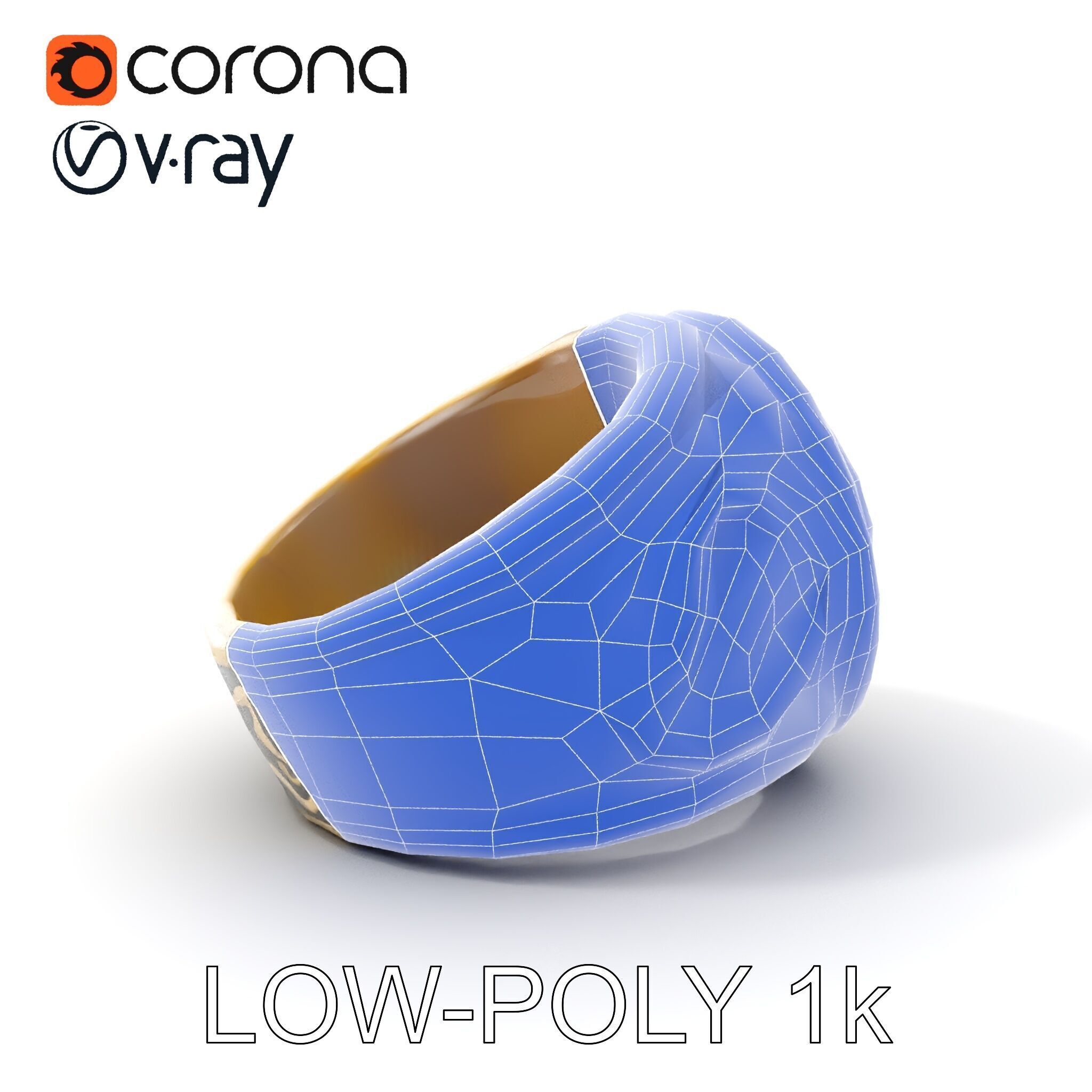 Ornate Vintage Ring Model Pack Low-poly 3D model_12