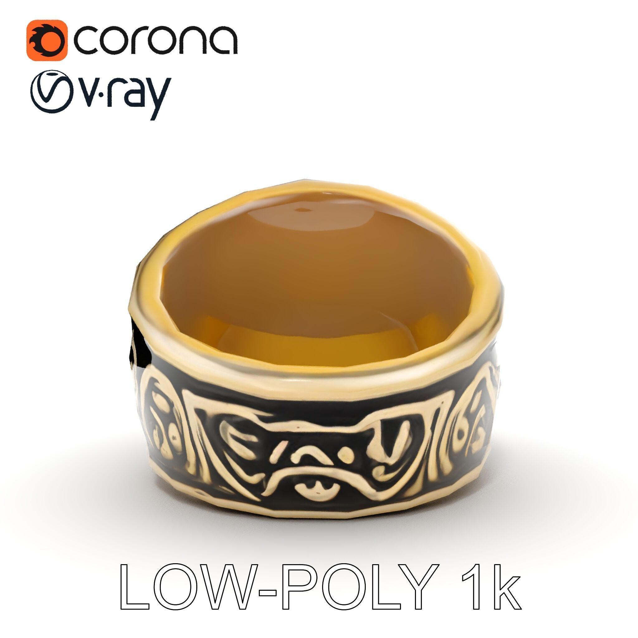 Ornate Vintage Ring Model Pack Low-poly 3D model_22