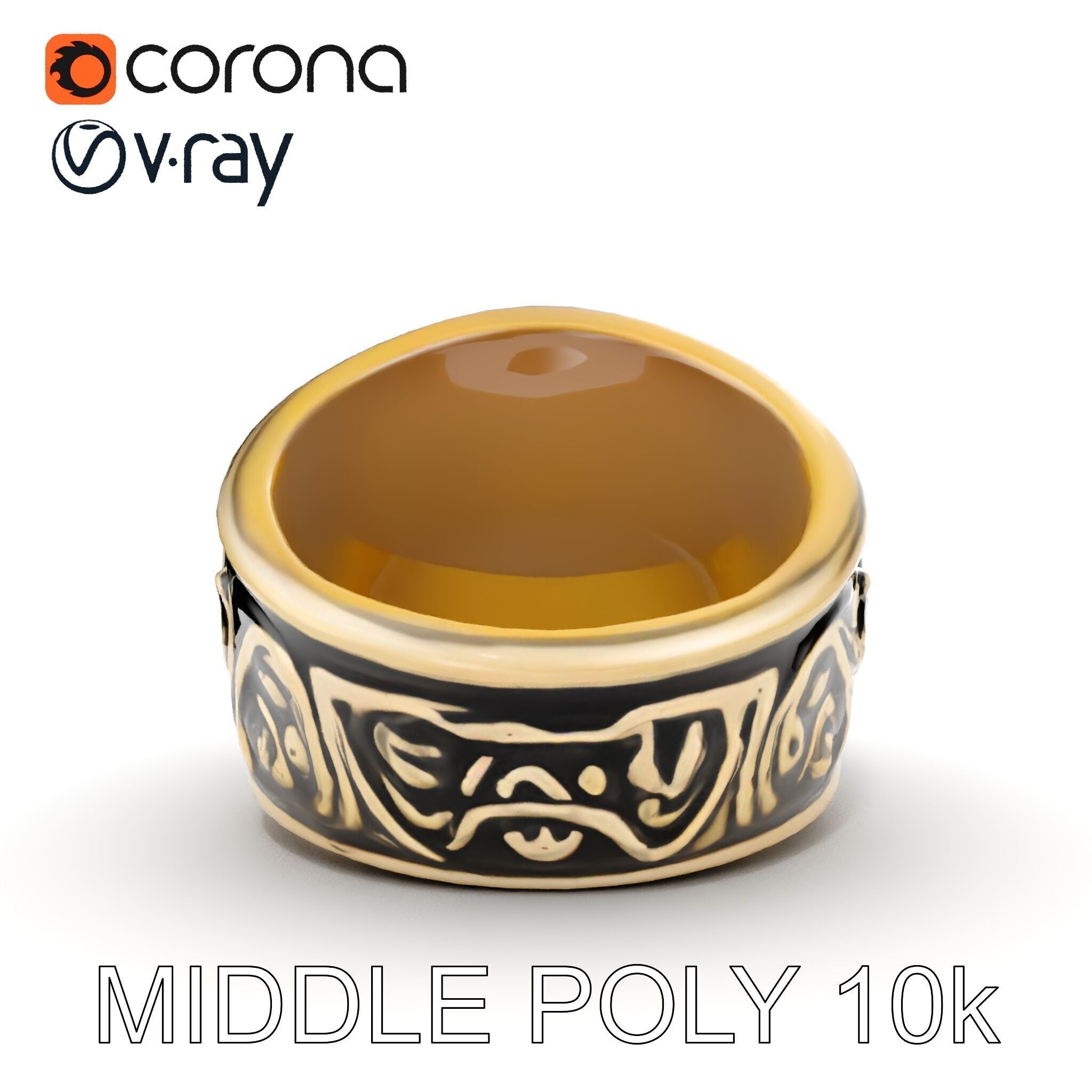 Ornate Vintage Ring Model Pack Low-poly 3D model_13