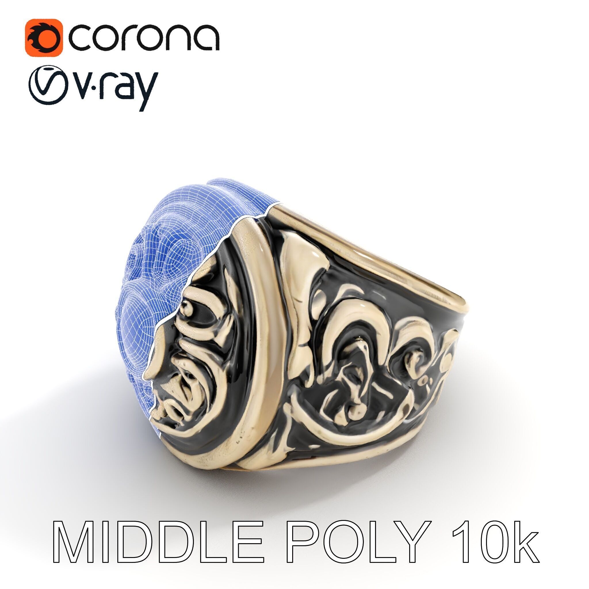 Ornate Vintage Ring Model Pack Low-poly 3D model_21