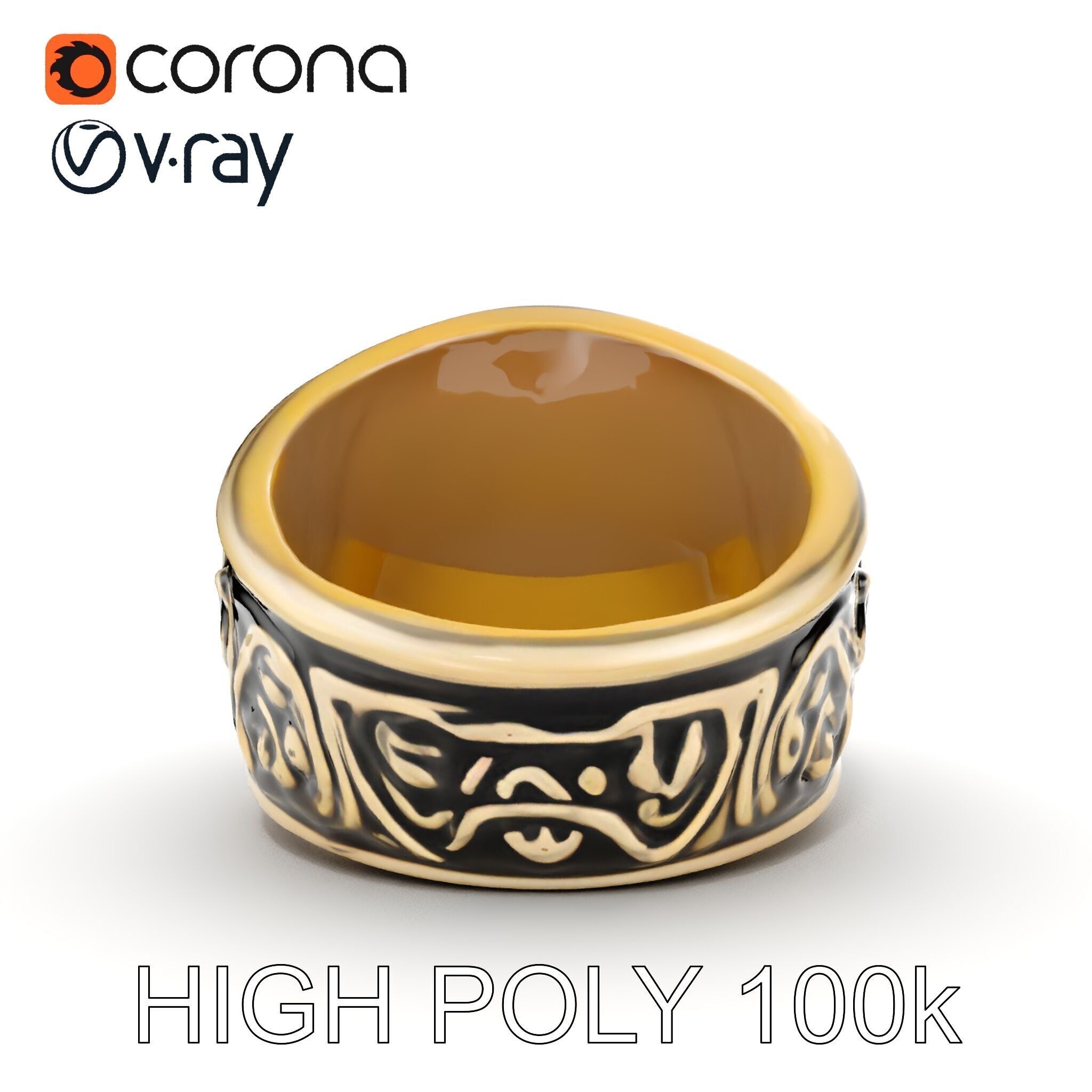 Ornate Vintage Ring Model Pack Low-poly 3D model_10
