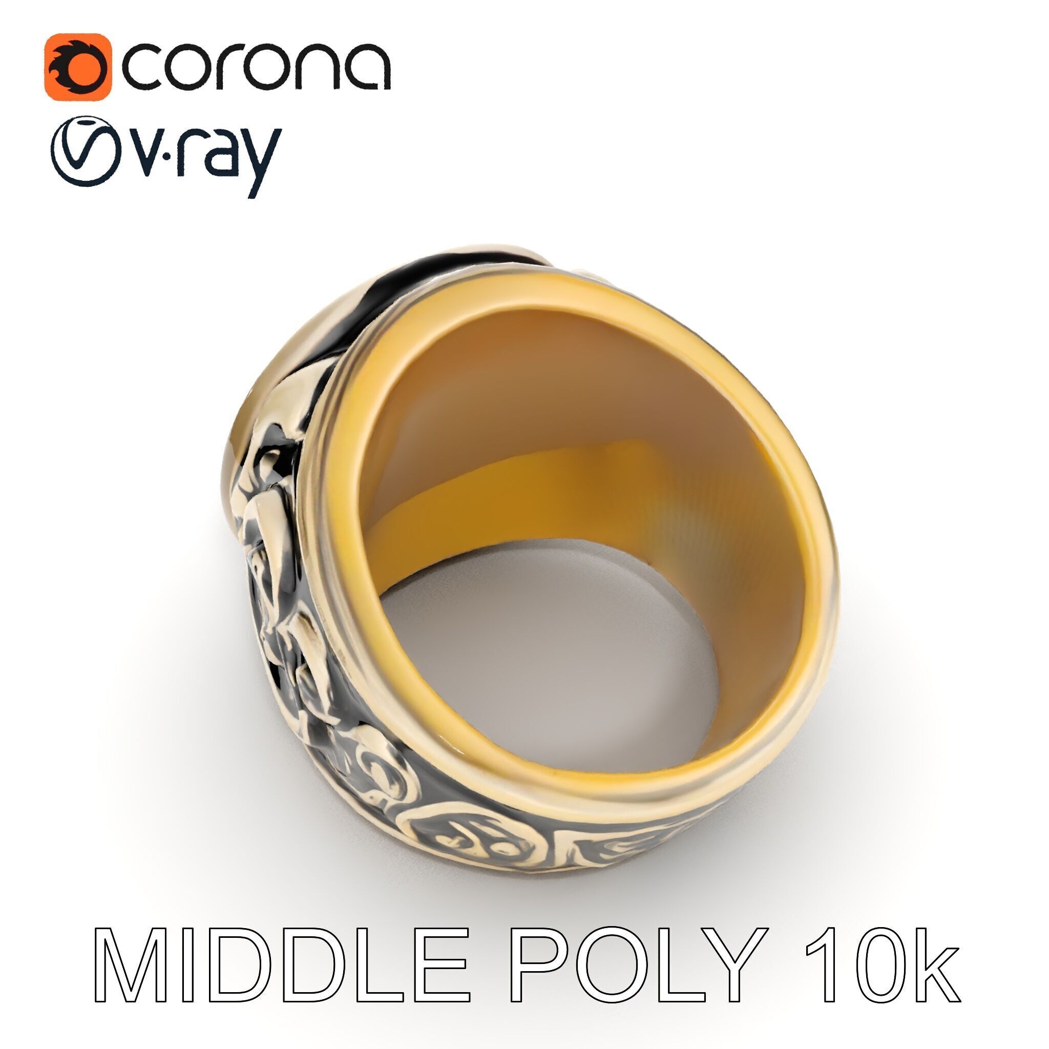 Ornate Vintage Ring Model Pack Low-poly 3D model_11