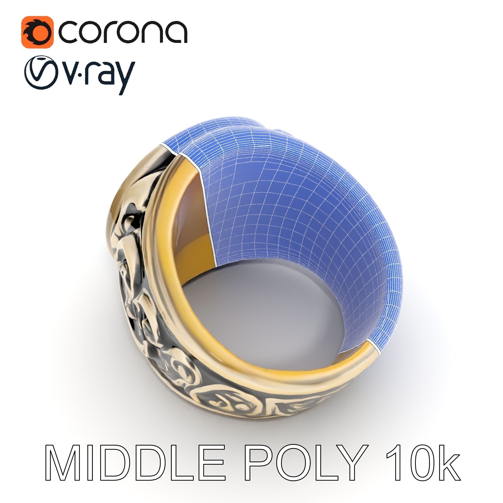 Ornate Vintage Ring Model Pack Low-poly 3D model_16