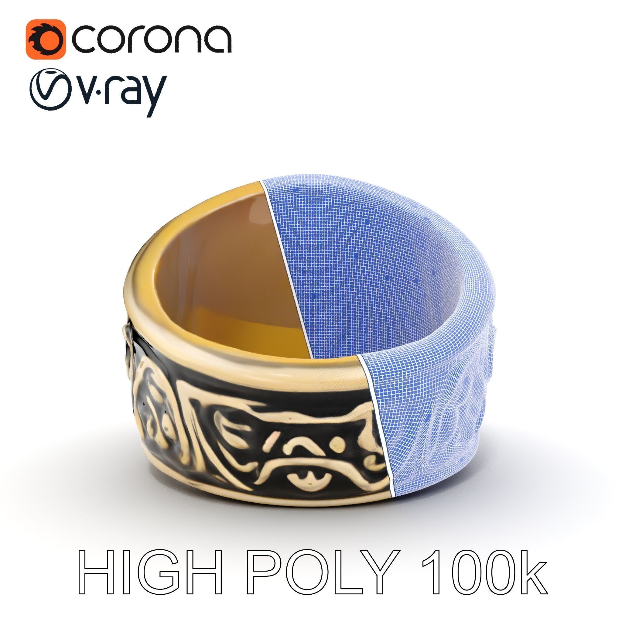 Ornate Vintage Ring Model Pack Low-poly 3D model_35