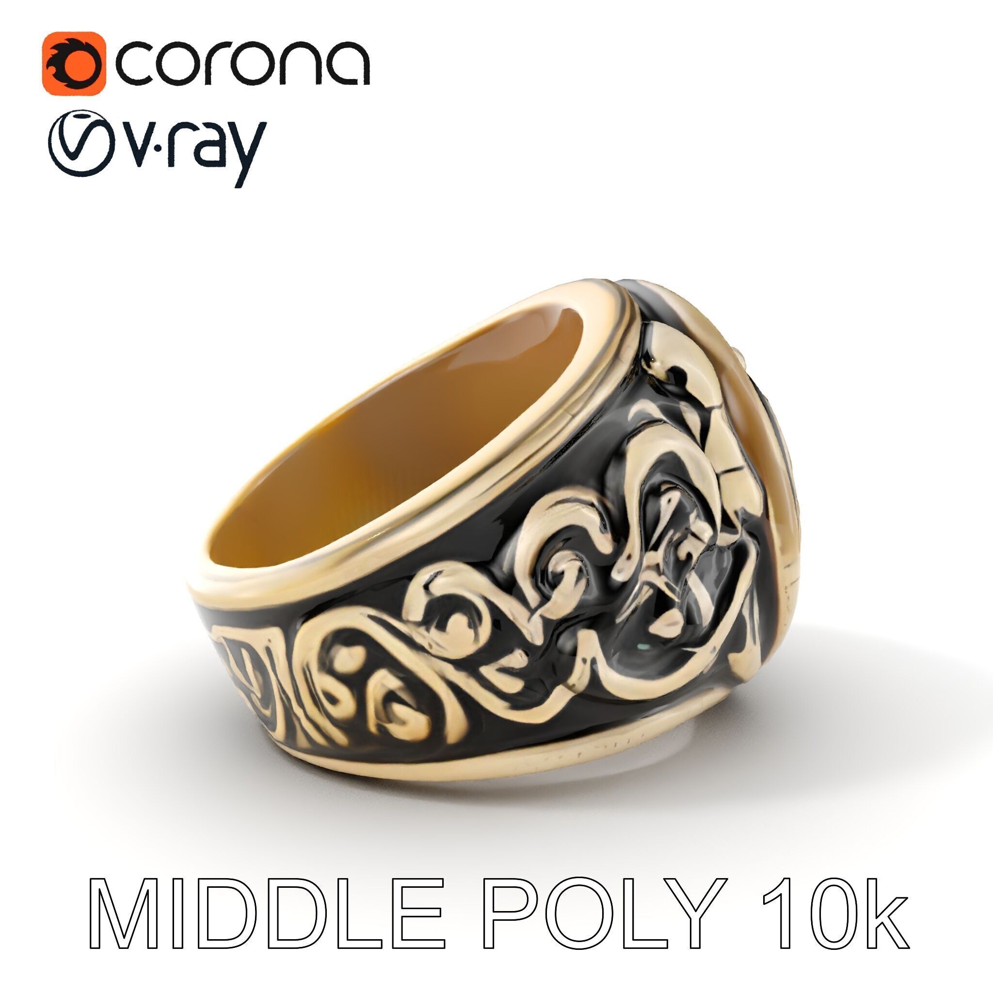 Ornate Vintage Ring Model Pack Low-poly 3D model_6