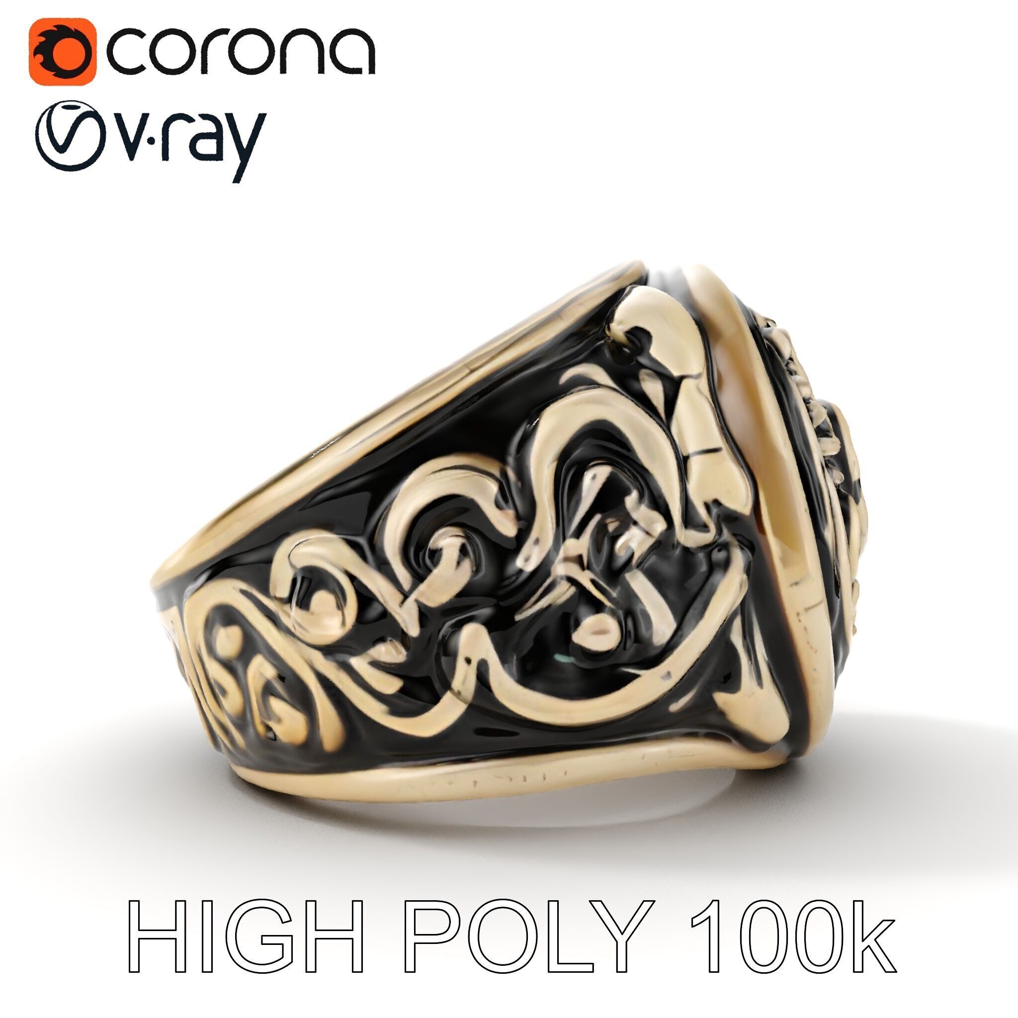 Ornate Vintage Ring Model Pack Low-poly 3D model_23