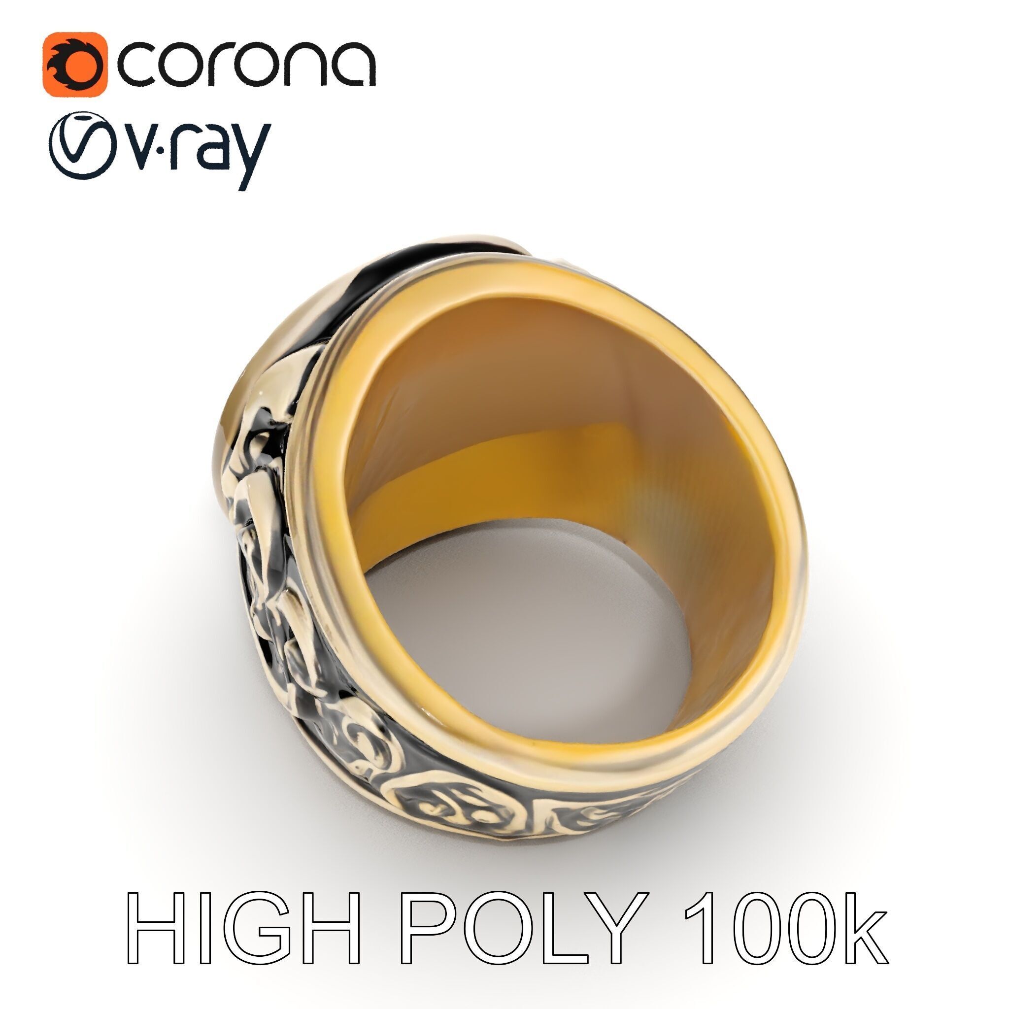 Ornate Vintage Ring Model Pack Low-poly 3D model_15
