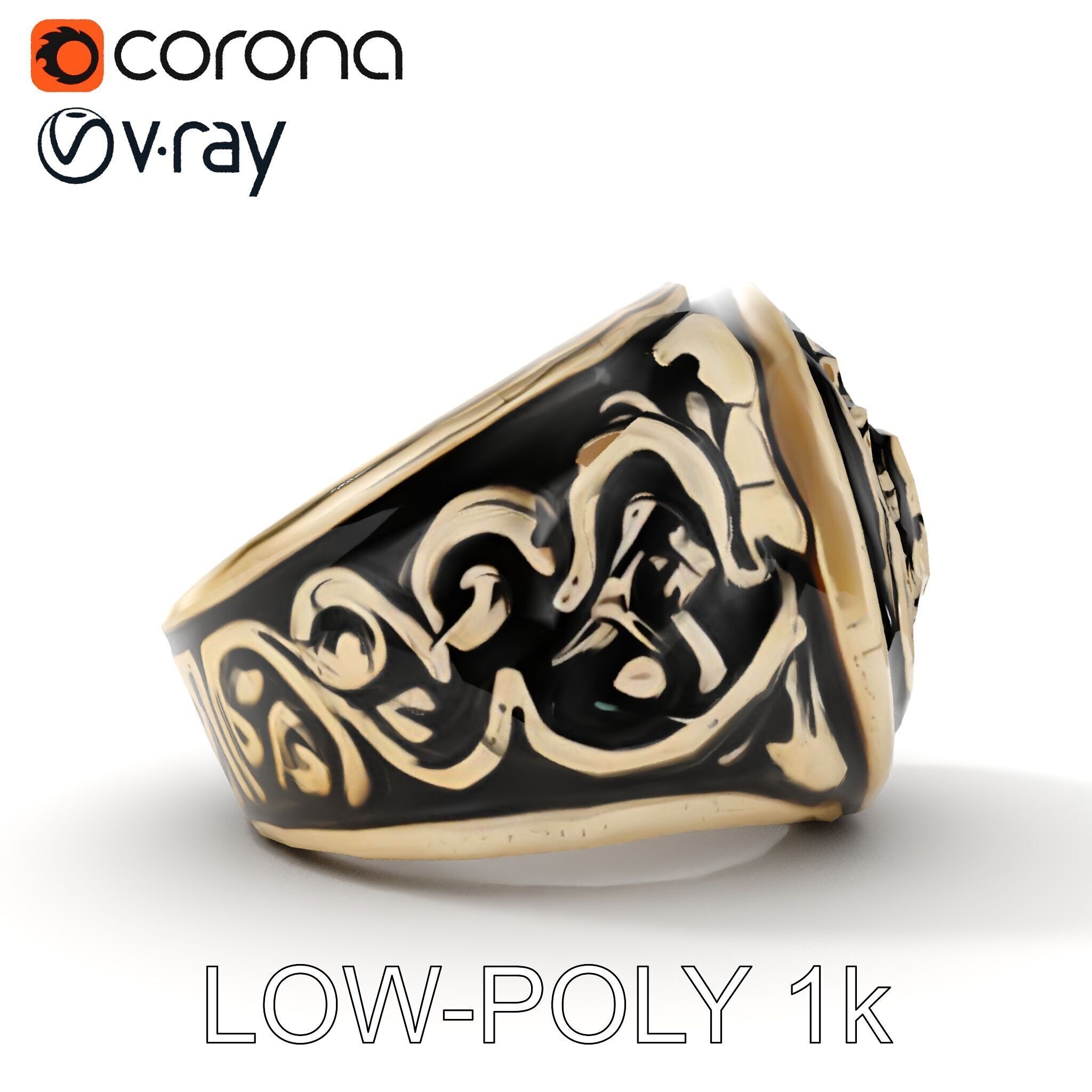 Ornate Vintage Ring Model Pack Low-poly 3D model_20