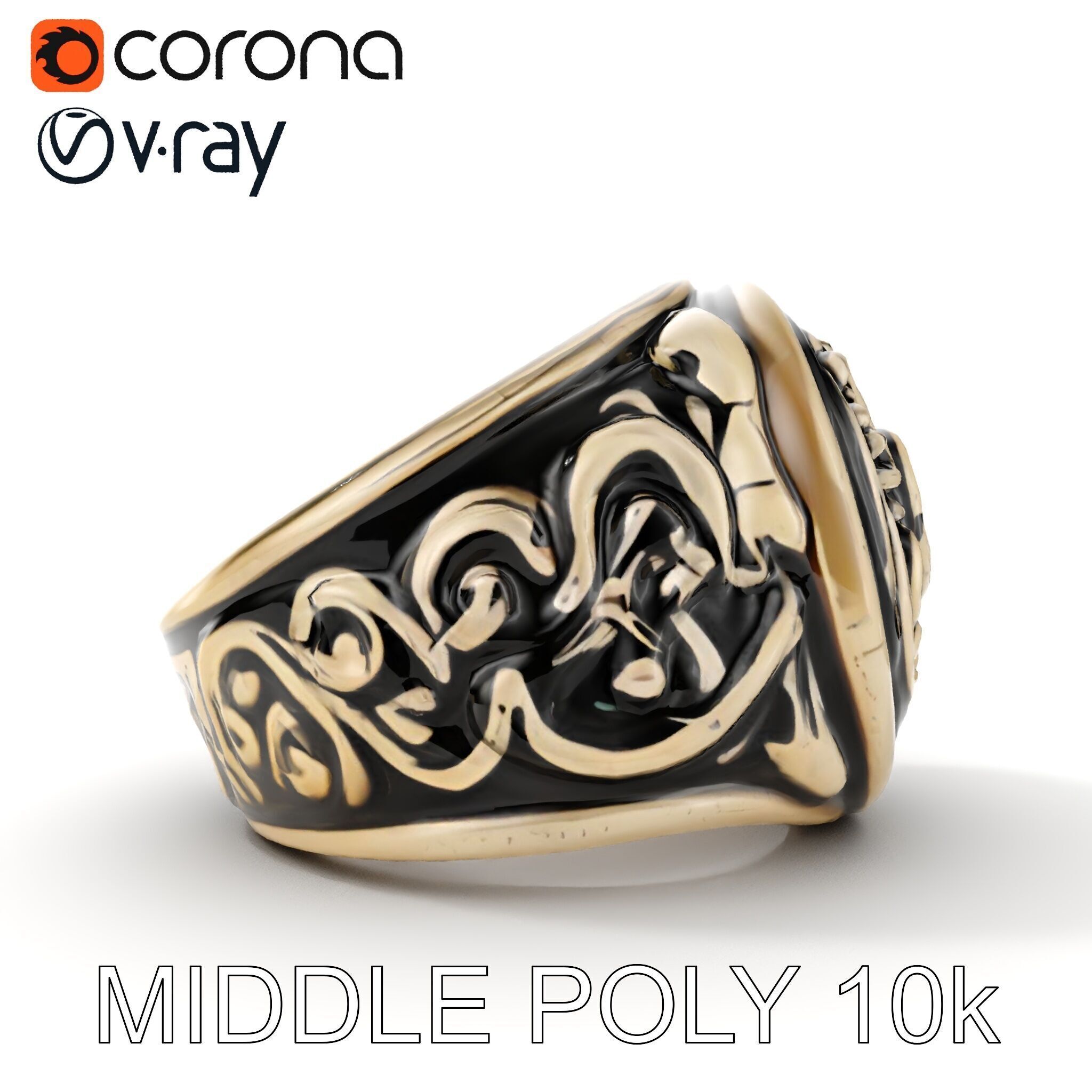 Ornate Vintage Ring Model Pack Low-poly 3D model_19