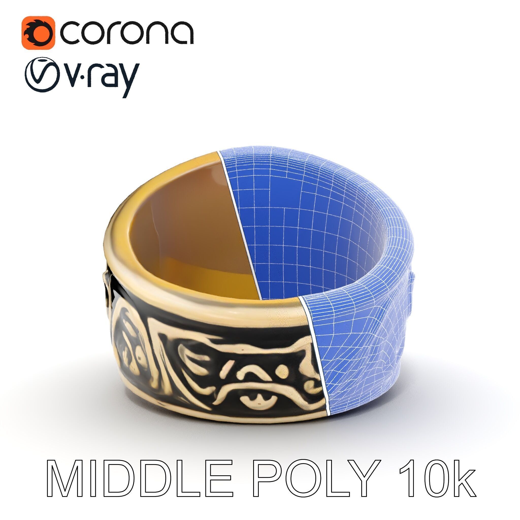 Ornate Vintage Ring Model Pack Low-poly 3D model_24