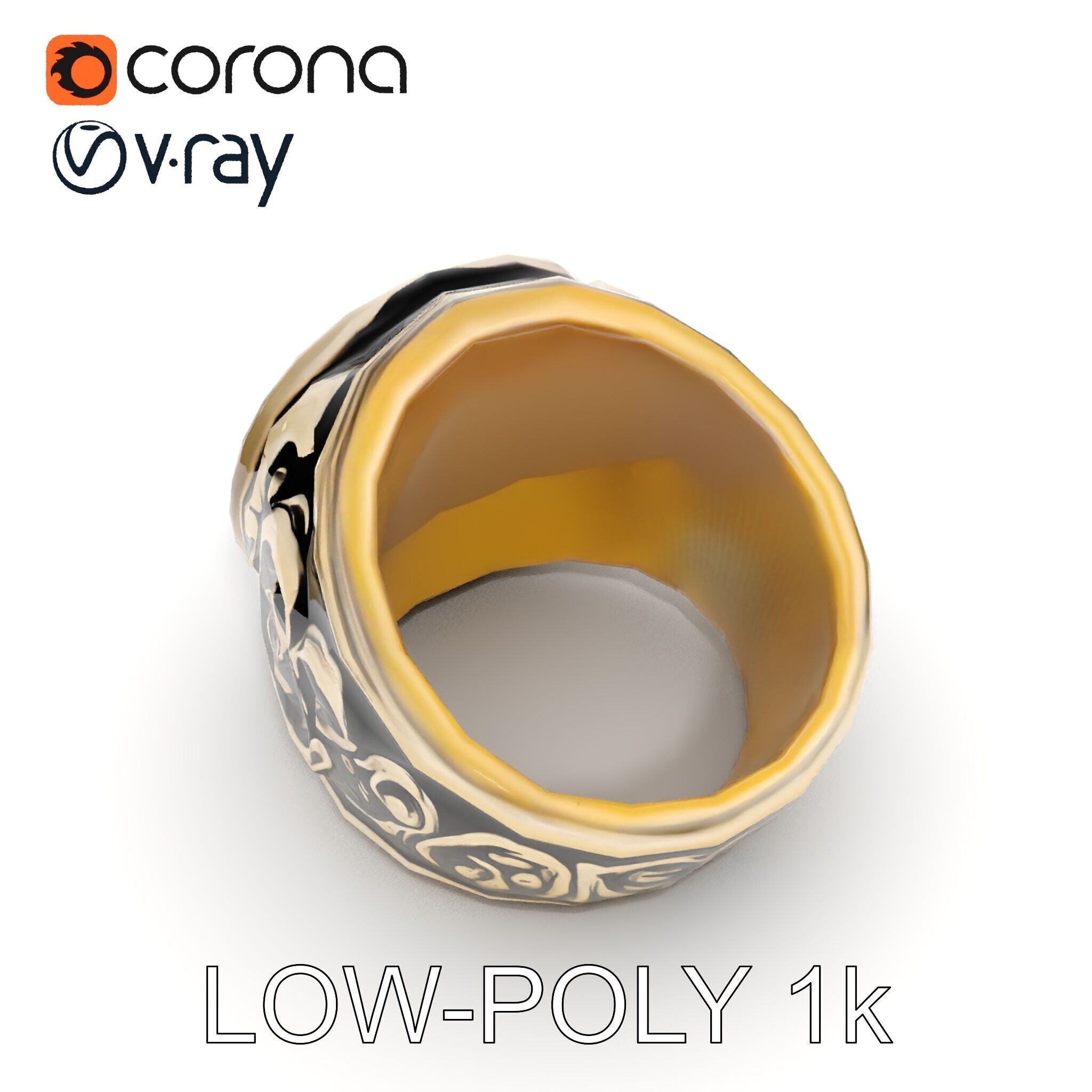Ornate Vintage Ring Model Pack Low-poly 3D model_17
