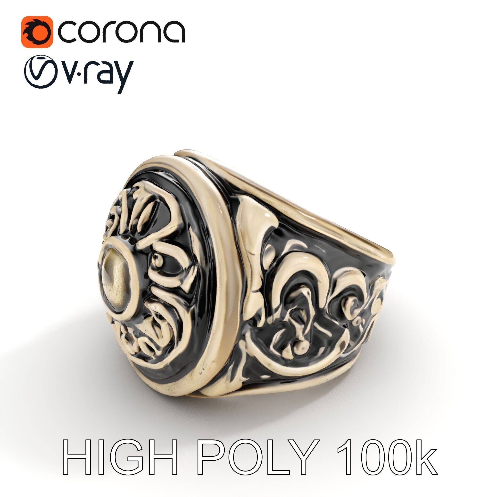 Ornate Vintage Ring Model Pack Low-poly 3D model_18