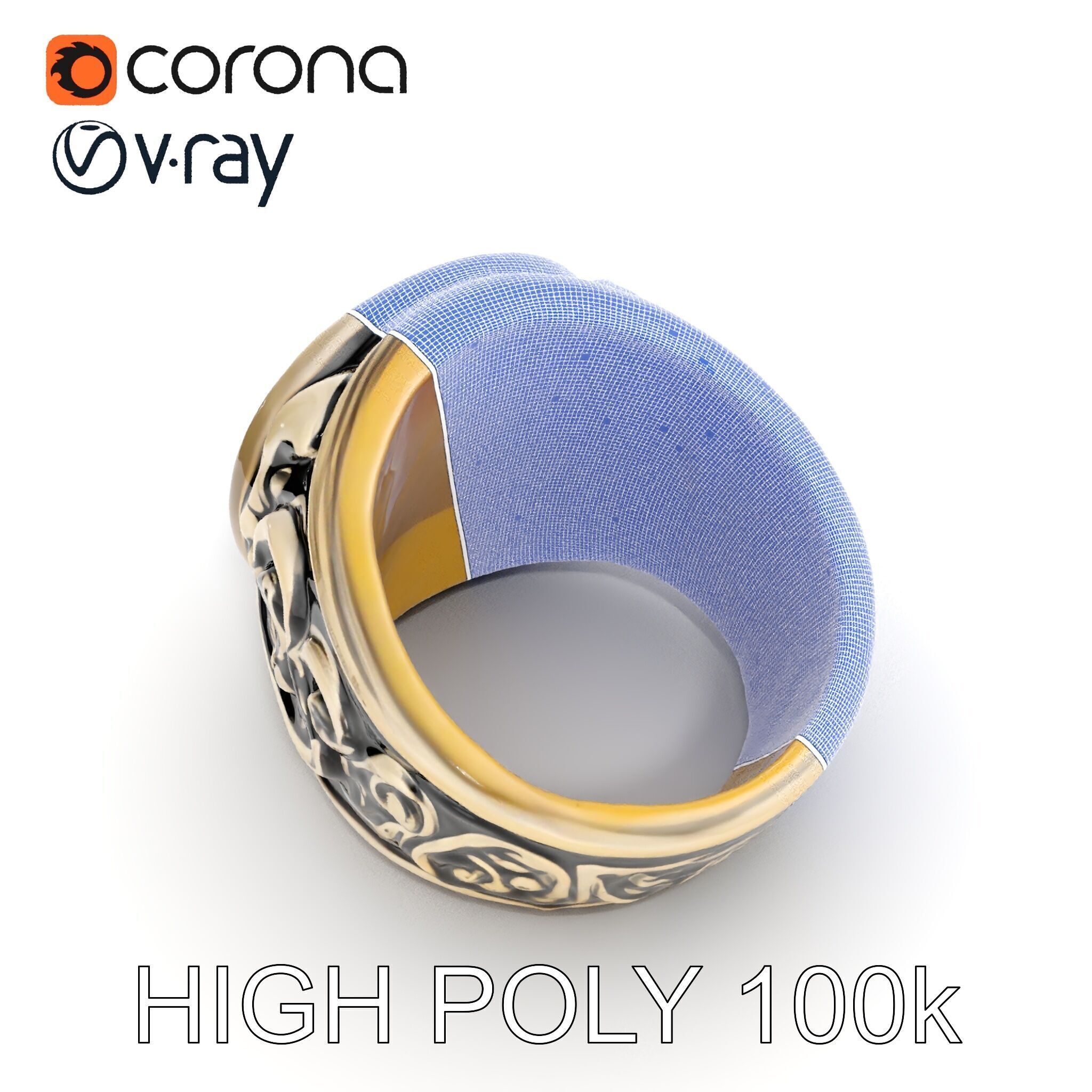 Ornate Vintage Ring Model Pack Low-poly 3D model_26