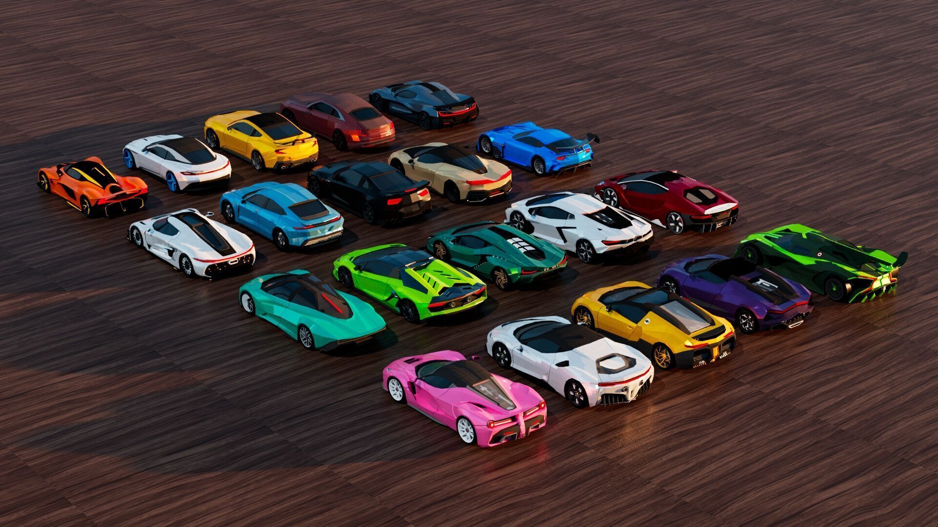 20x Low-Poly GENERIC Car PACK Low-poly 3D model_4