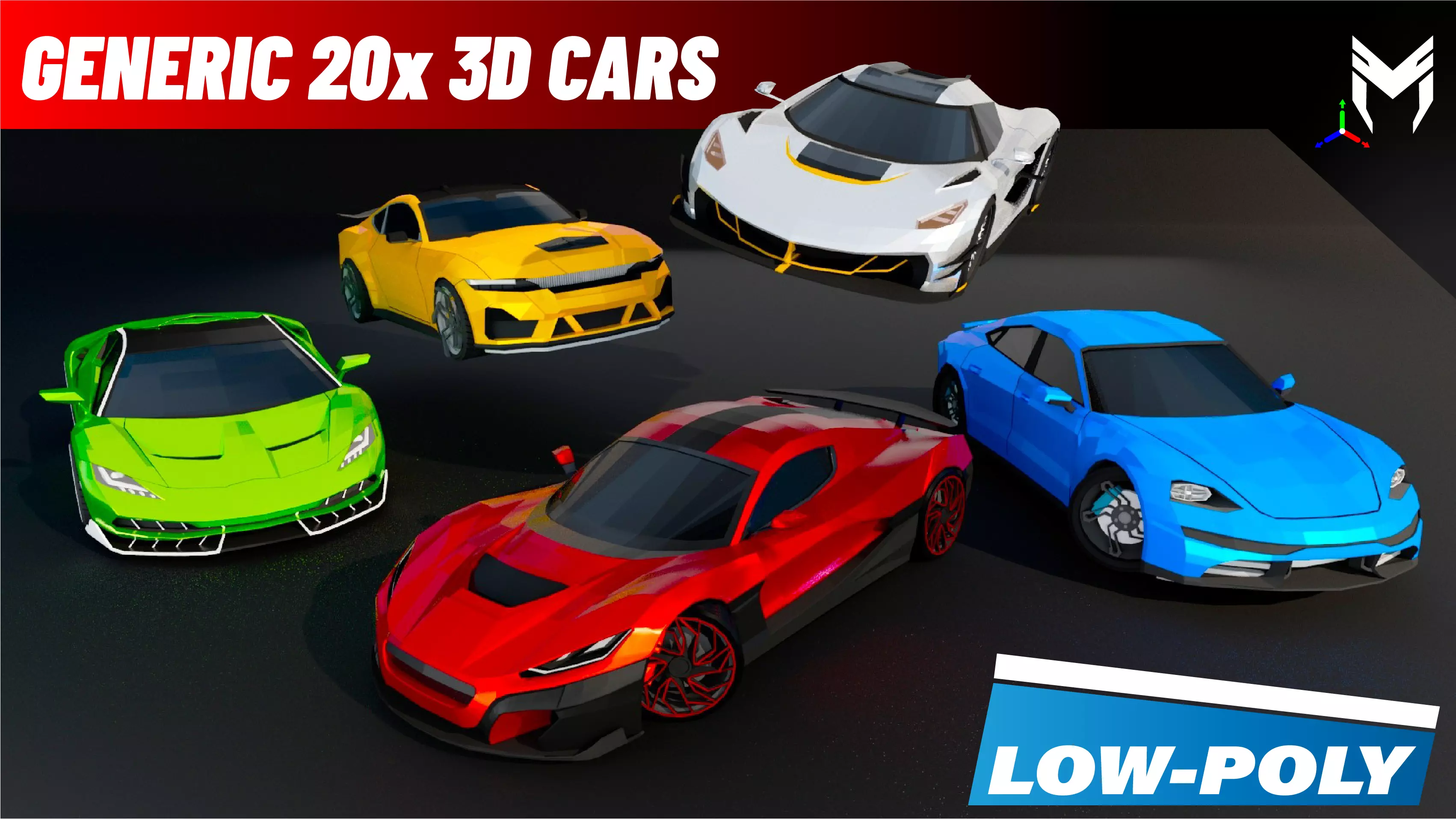 20x Low-Poly GENERIC Car PACK Low-poly 3D model_0